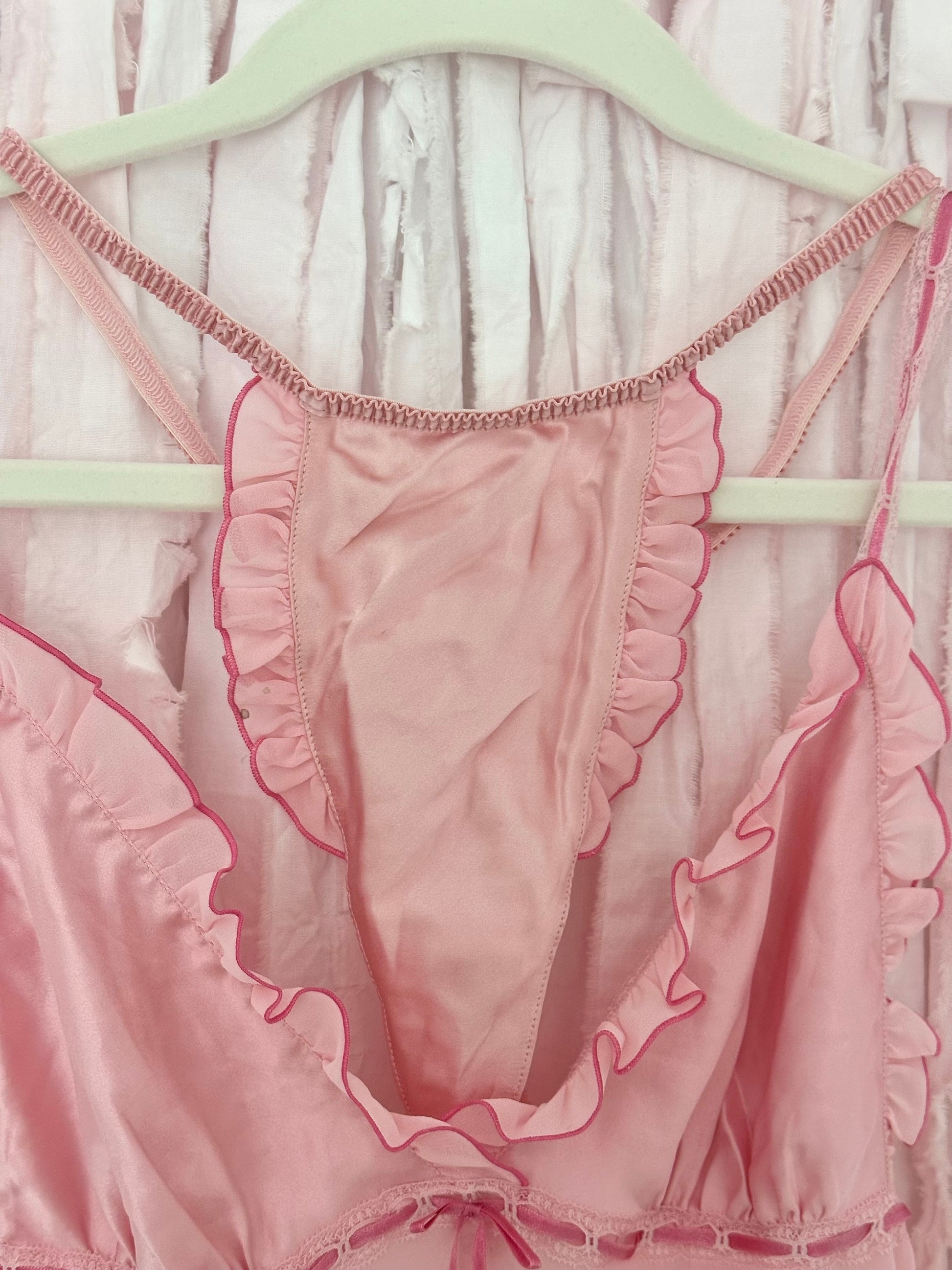 Vintage 2004 Victoria’s Secret Pink Sheer Slip Dress Set Size: M