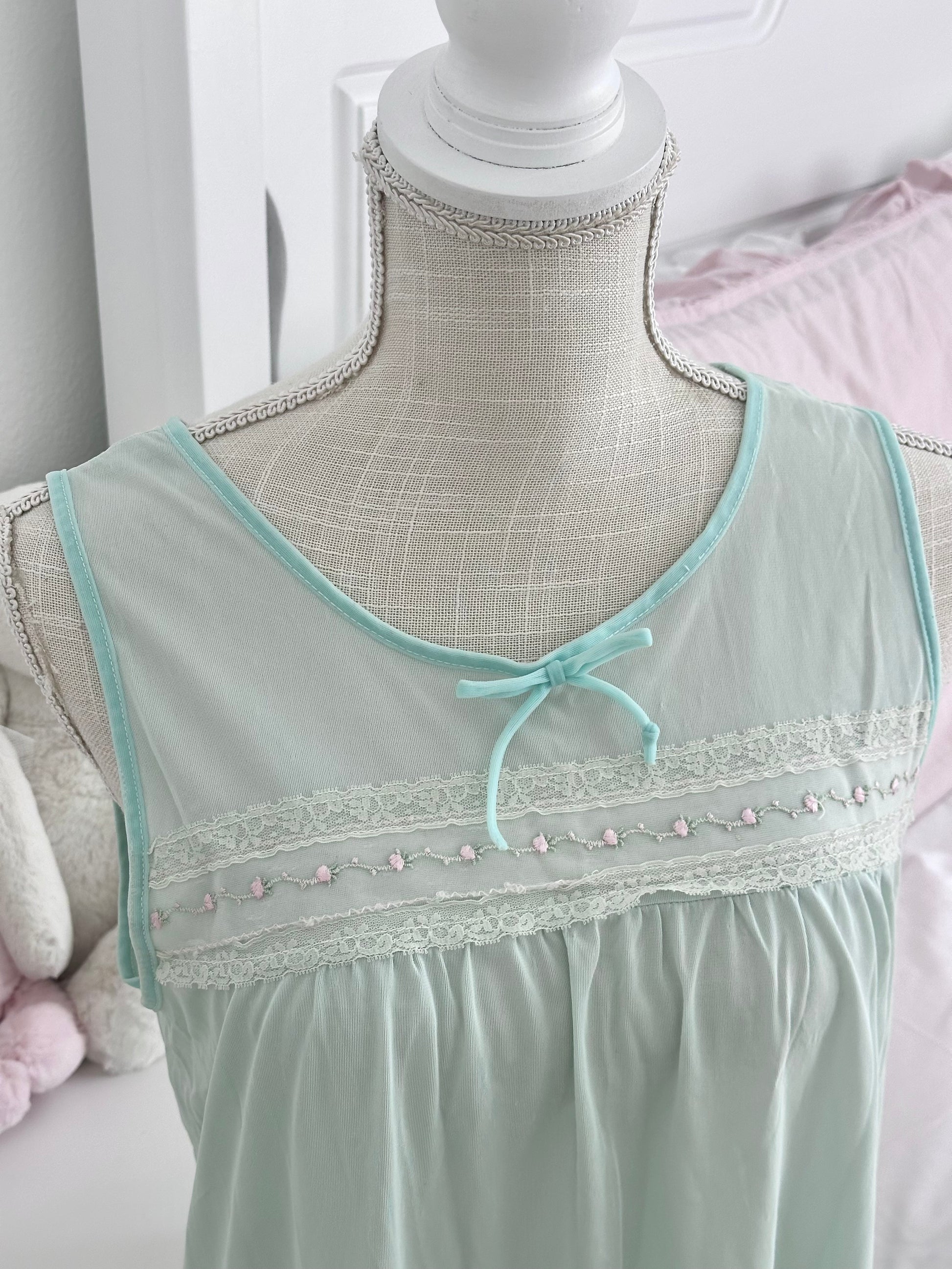 Vintage 1950s Stonewear Teal Sheer Babydoll Slip Dress Size: M