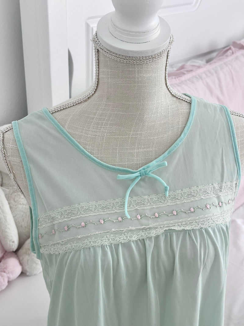 Vintage 1950s Stonewear Teal Sheer Babydoll Slip Dress Size: M