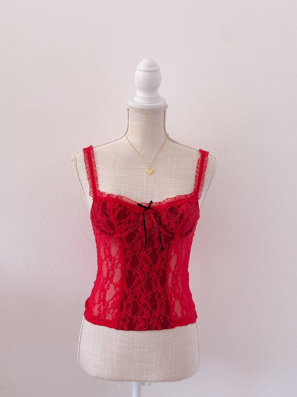 Vintage Victoria's Secret Red and black bustier cami top