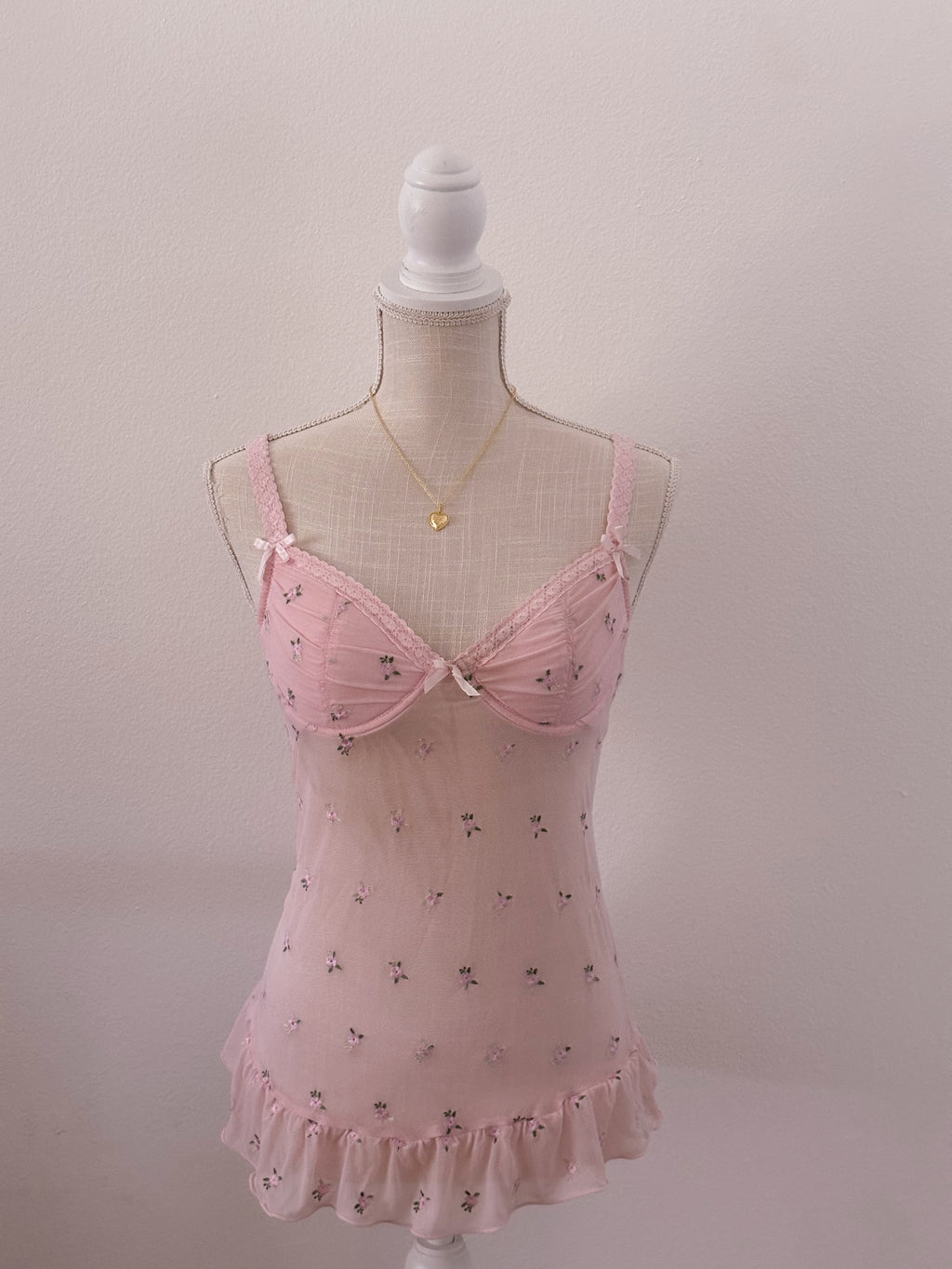 Vintage Pink shabby chic Babydoll top size: M