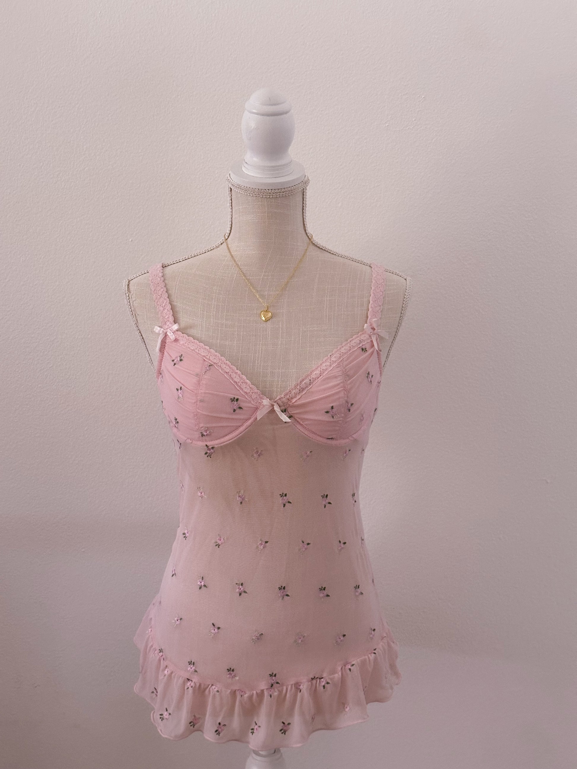 Vintage Pink shabby chic Babydoll top size: M