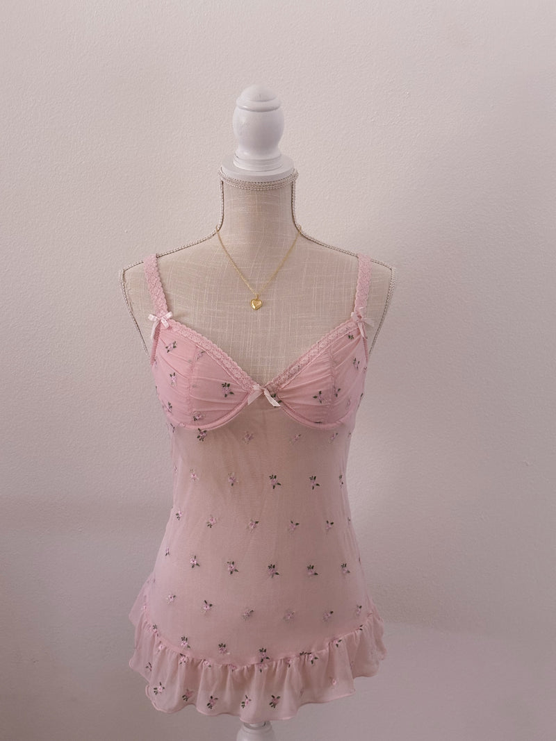 Vintage Pink shabby chic Babydoll top size: M