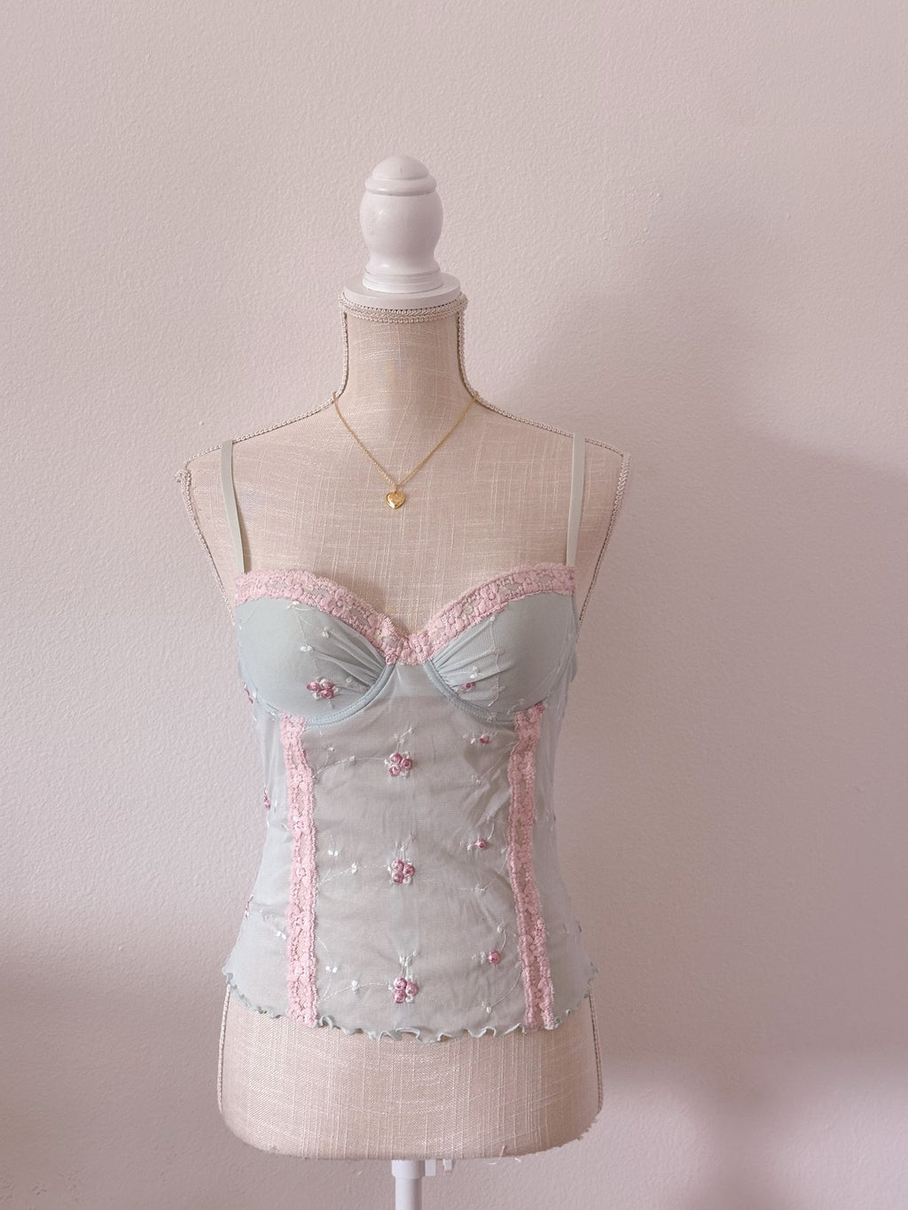 Victoria's Secret blue and pink bustier cami corset top from 2004