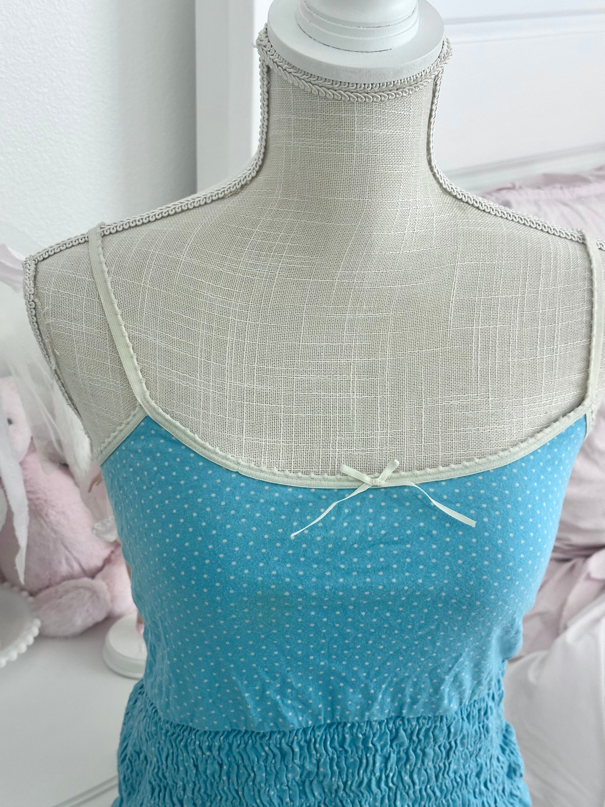 Vintage 2003 Victoria’s Secret Blue Polka Dot Cotton Cami Top Size: S
