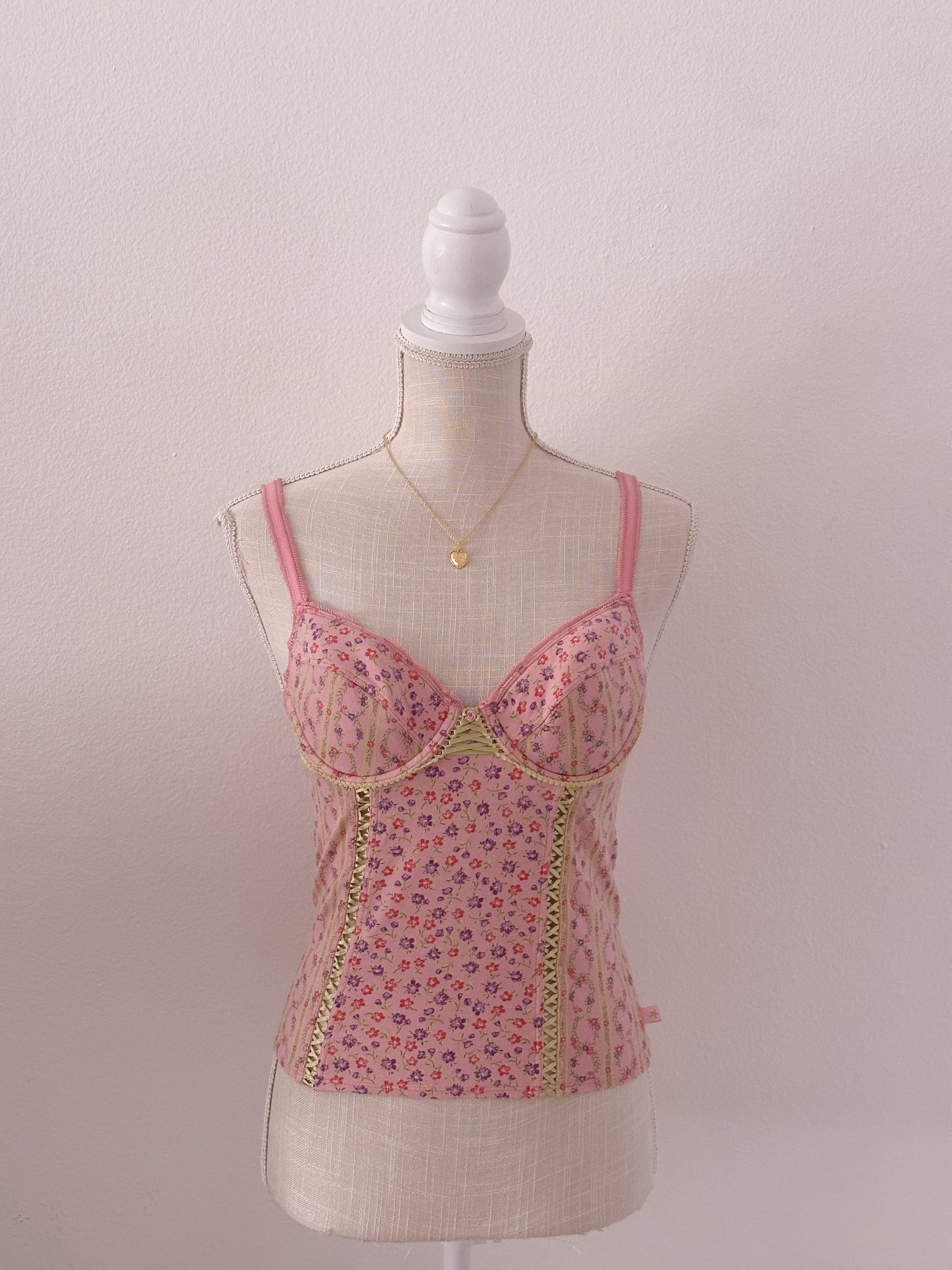 Vintage y2k shabby chic corset bustier cami top size: M