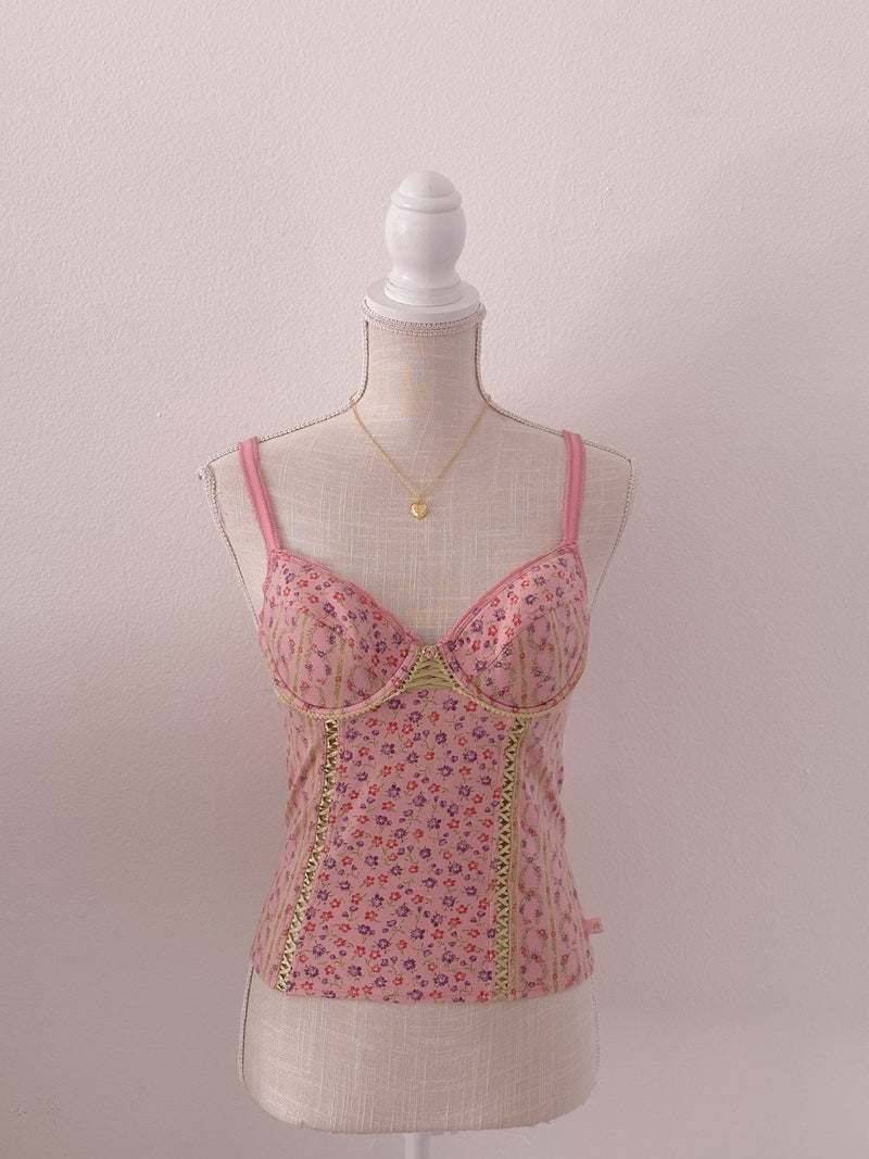 Vintage y2k shabby chic corset bustier cami top size: M