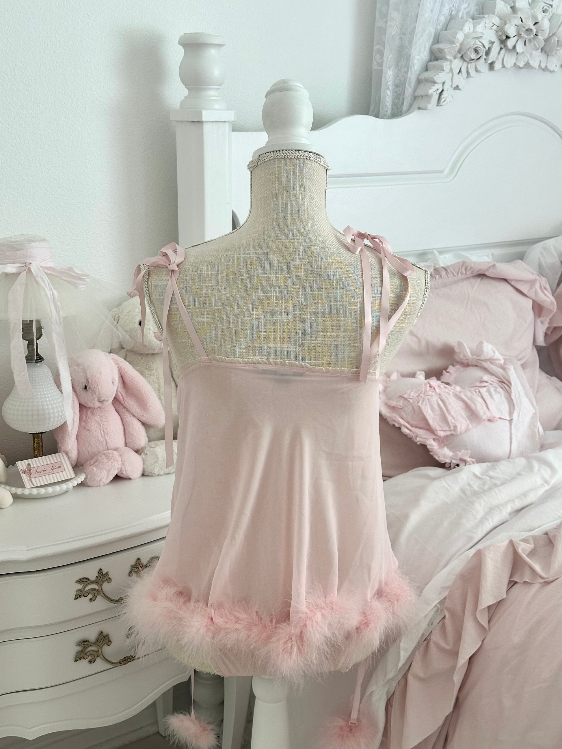 Vintage 2009 Victoria’s Secret Pink Marabou Lingerie Set Size: XS