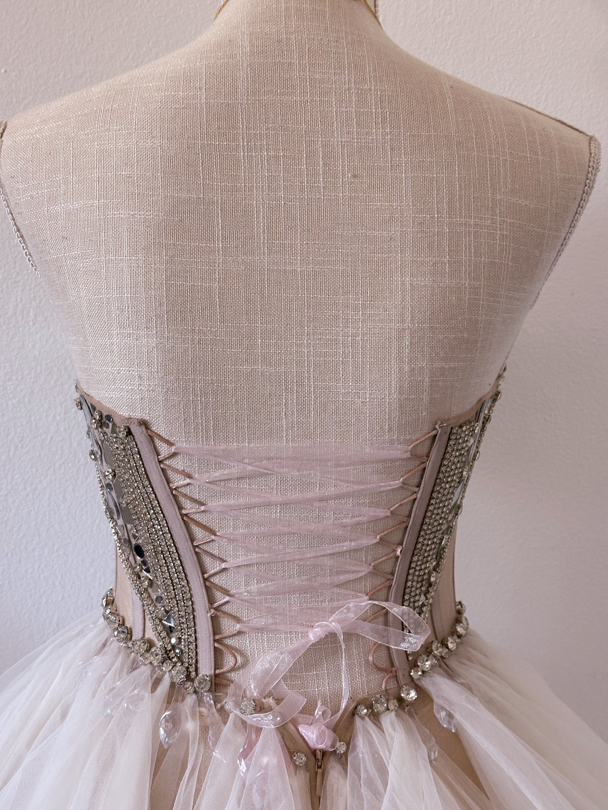 Handmade swan lake mini formal dress with mirror & rhinestone work size: Small