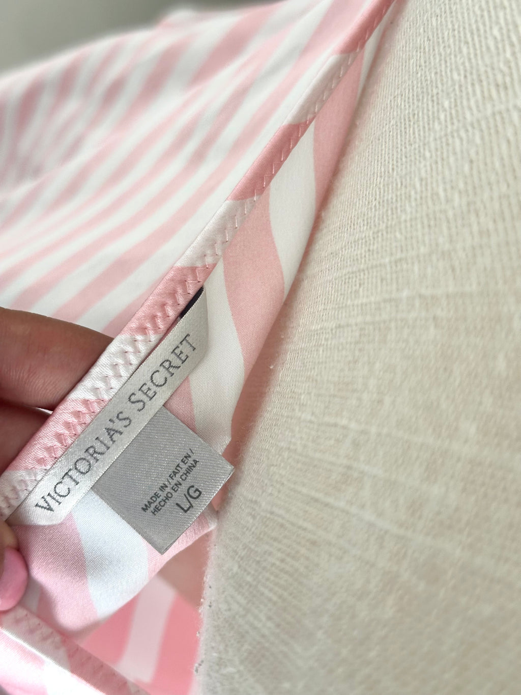 Vintage 2011 Victoria’s Secret Pink & White Striped Lace Slip Dress Size: L