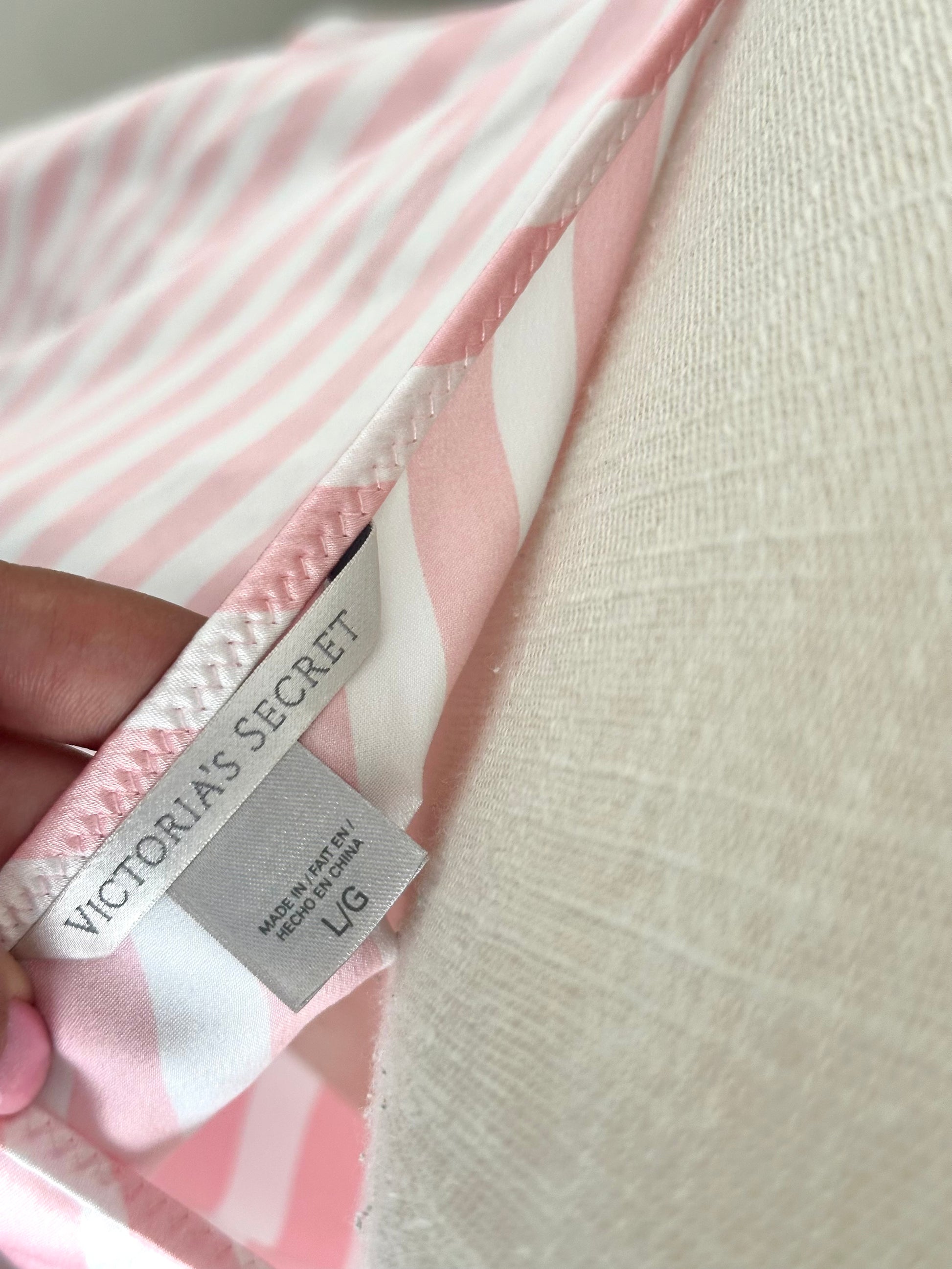 Vintage 2011 Victoria’s Secret Pink & White Striped Lace Slip Dress Size: L