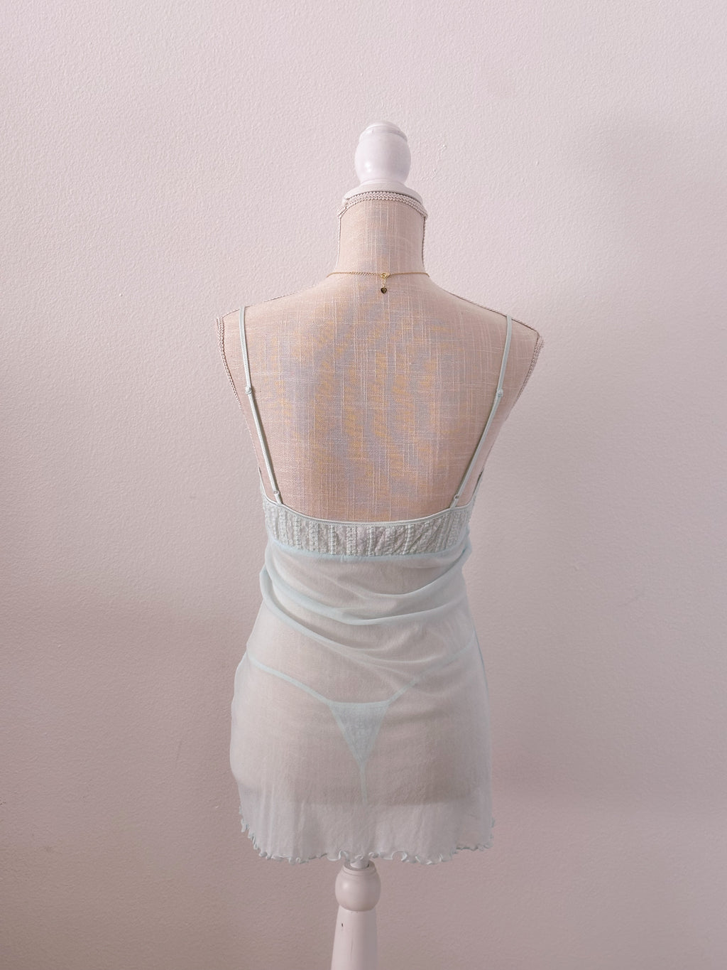 Victoria's Secret vintage teal blue green babydoll slip dress set
