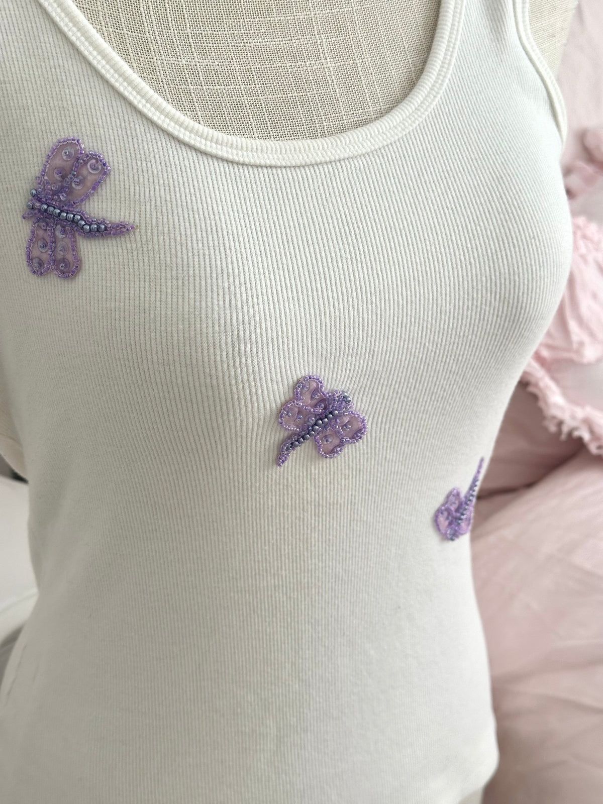 Vintage 2002 Victoria’s Secret White Butterfly Tank Top Size M