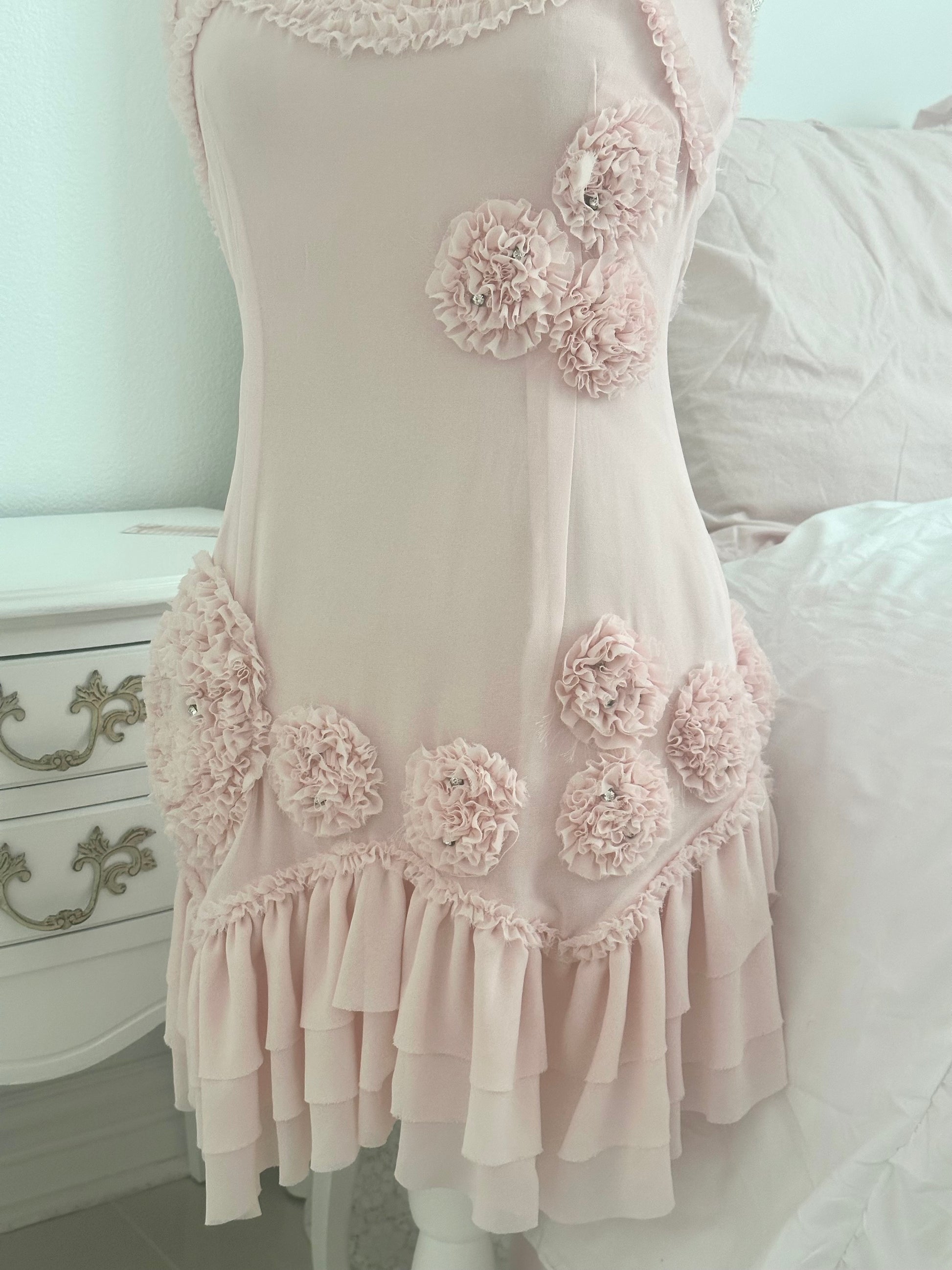 Vintage Forever 21 Pink Floral Embellished Dress Size: 2