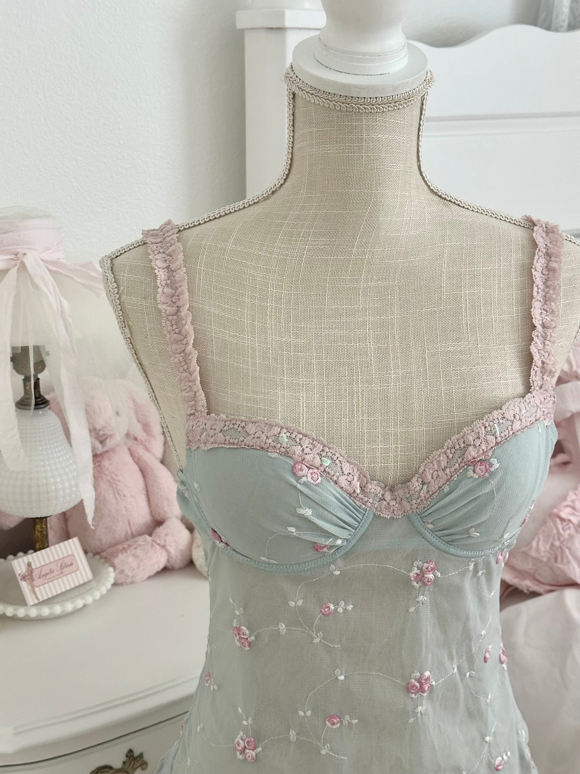 Vintage Victoria’s Secret Teal Blue Bustier Babydoll Top Size: 34B