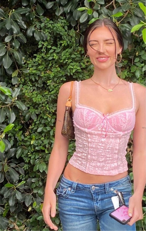 Vintage matcha green bustier corset cami top size: 36 C