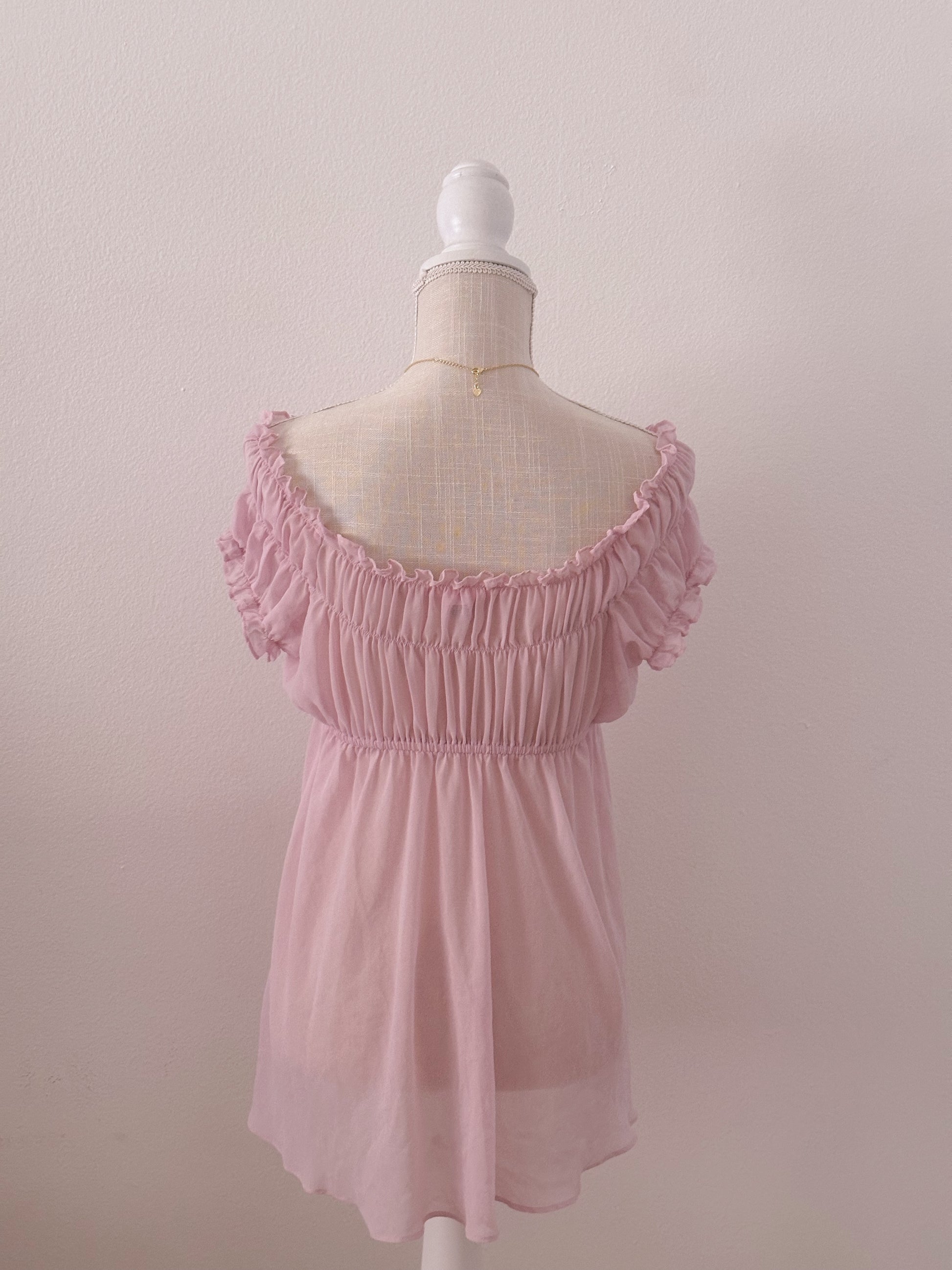 Vintage Victoria's Secret Sheer pink Babydoll slip dress size: S