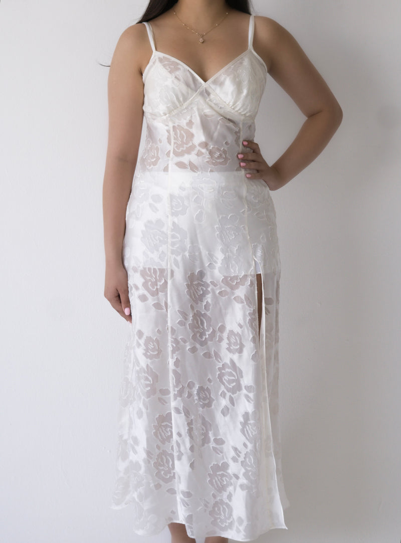 Vintage 1980s Gold Tag Victoria’s Secret White Maxi Slip Dress Size: S