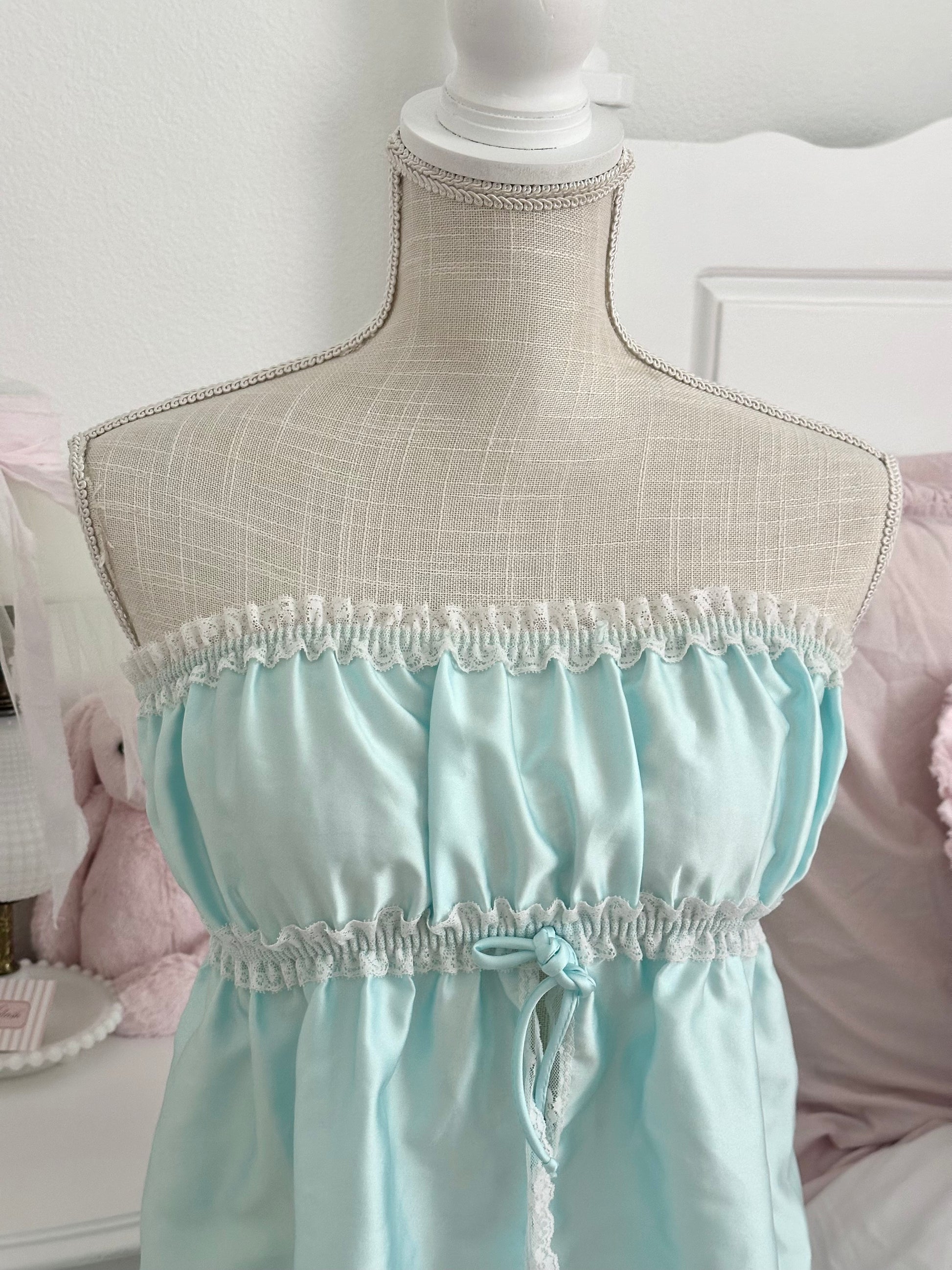 Vintage 1980s/90s Blue Babydoll Top Size: M (Tagged S)