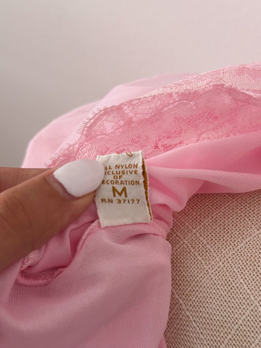 Vintage 1950s pink sheer baby doll nightgown slip dress Size: M