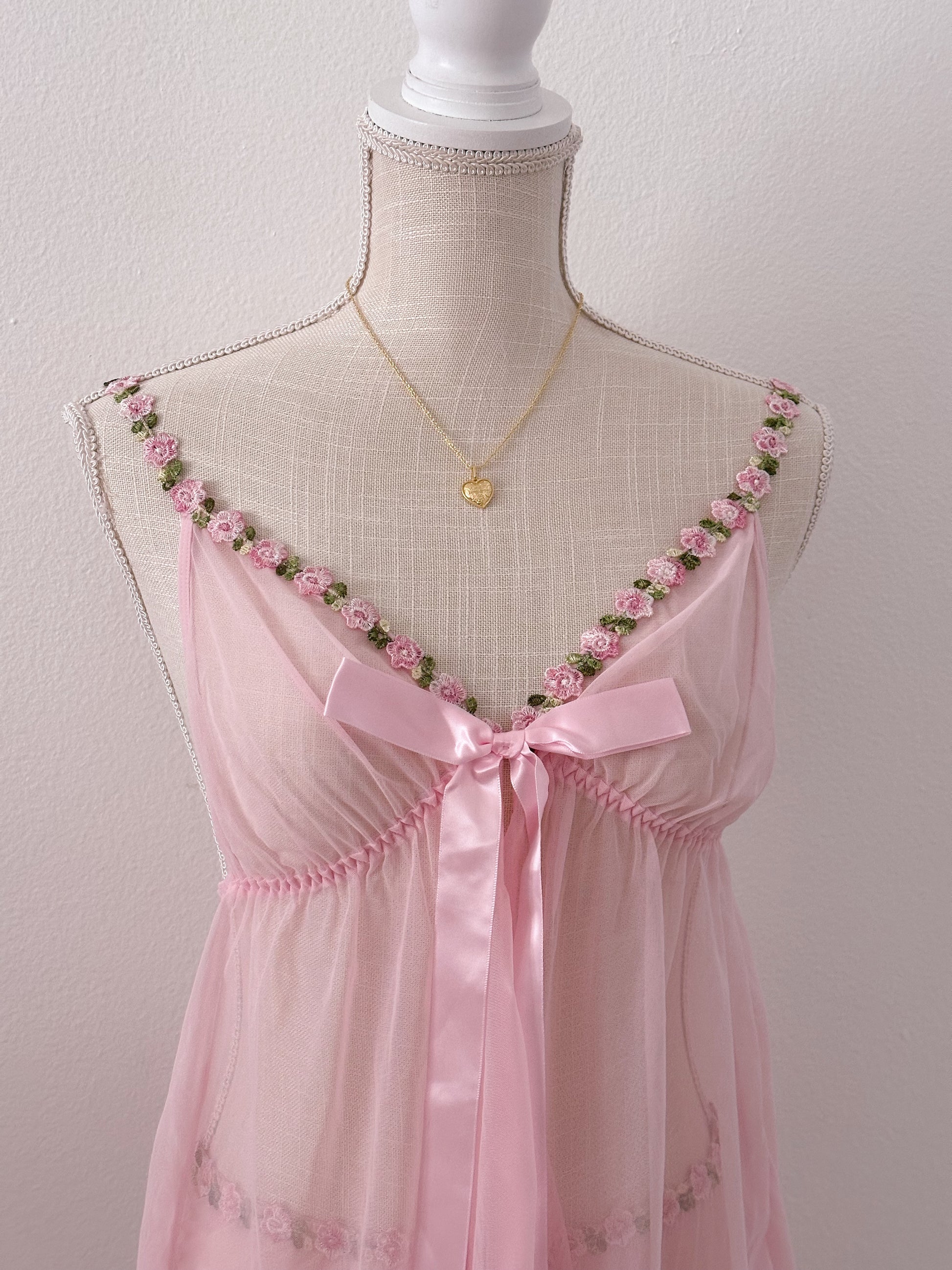 Pink shabby chic babydoll set size: S