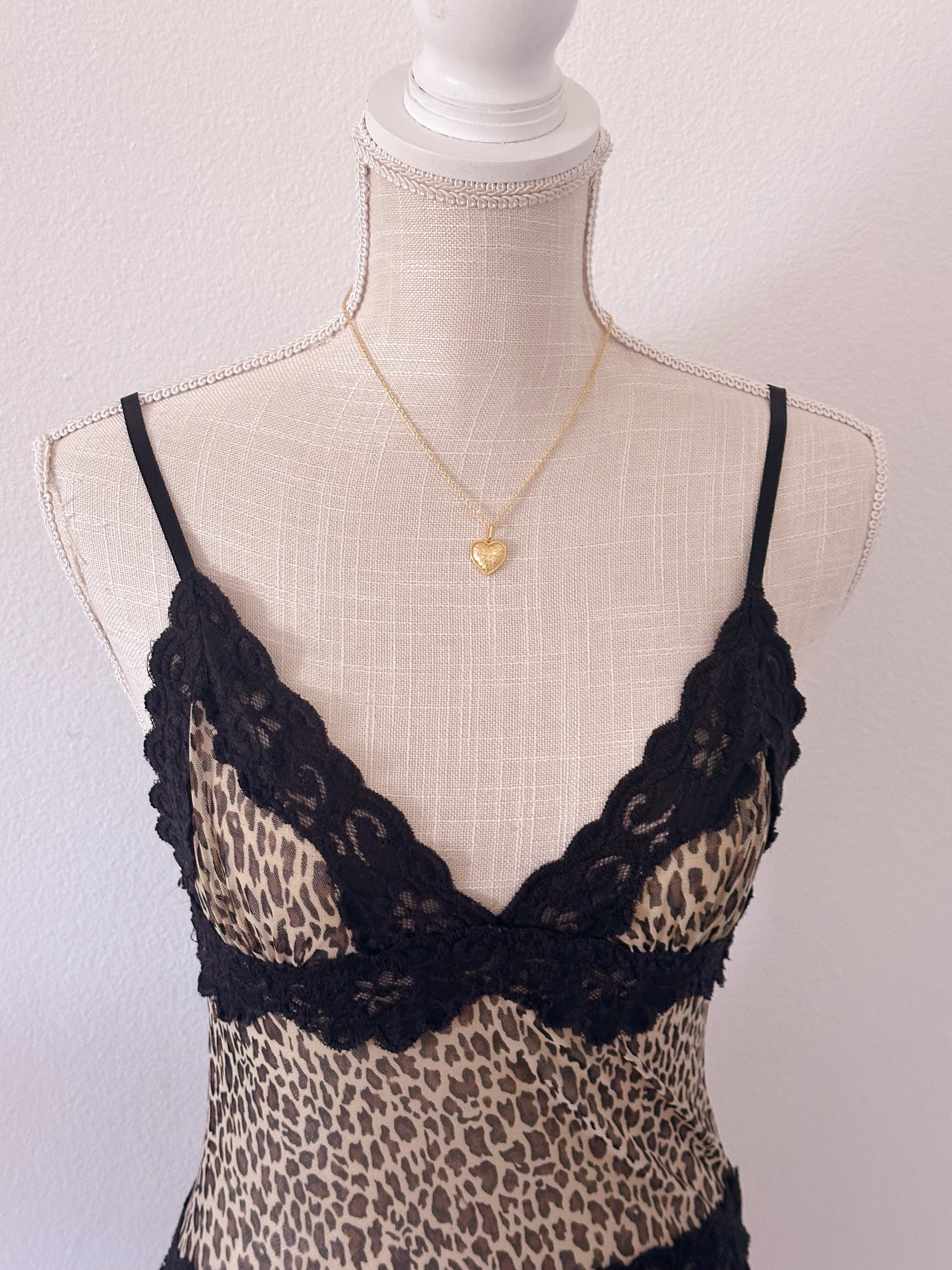 Vintage Rampage leopard sheer babydoll slip dress size: S