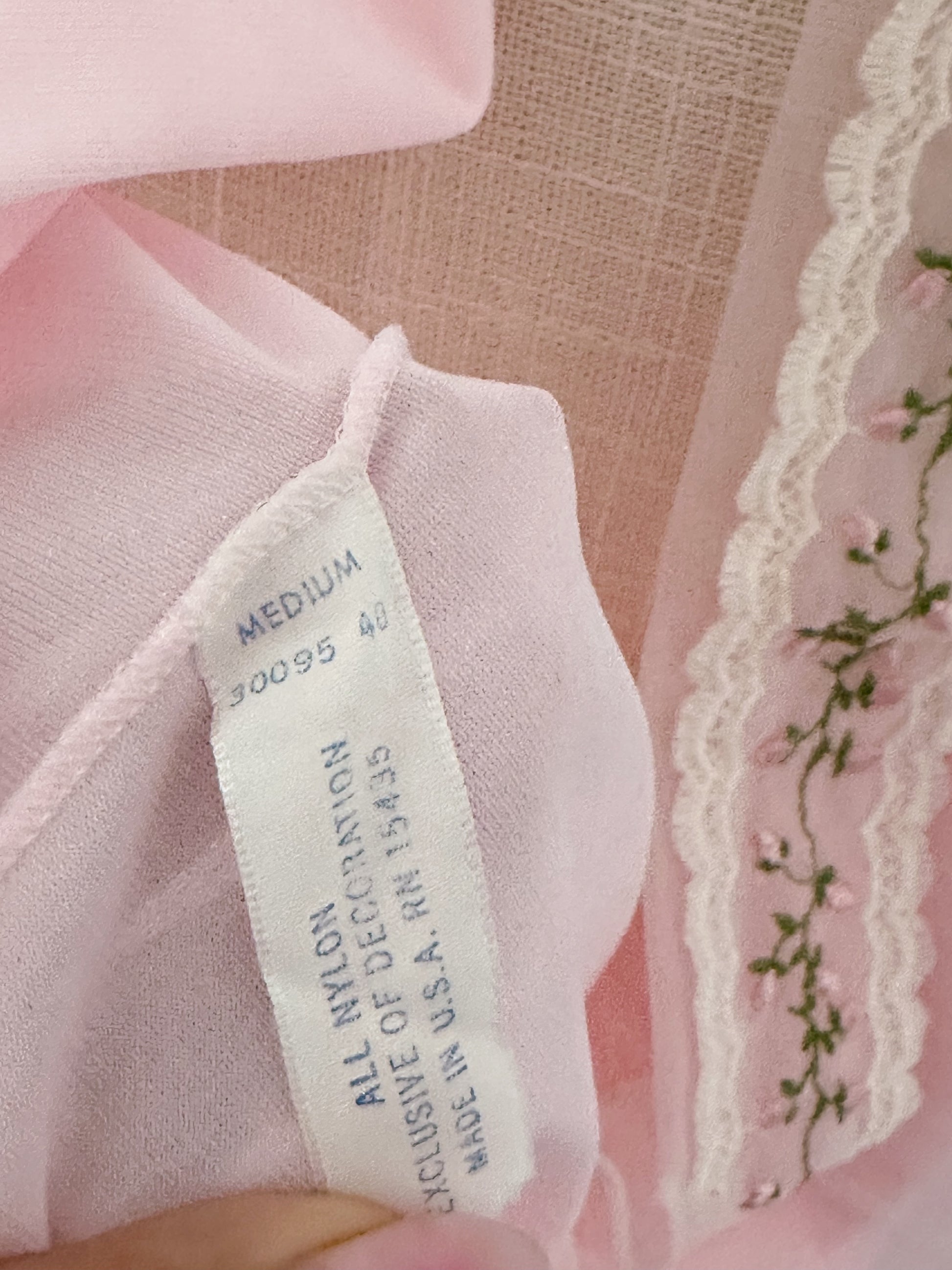 Vintage 1960s Pink Babydoll slip dress nightgown size: M