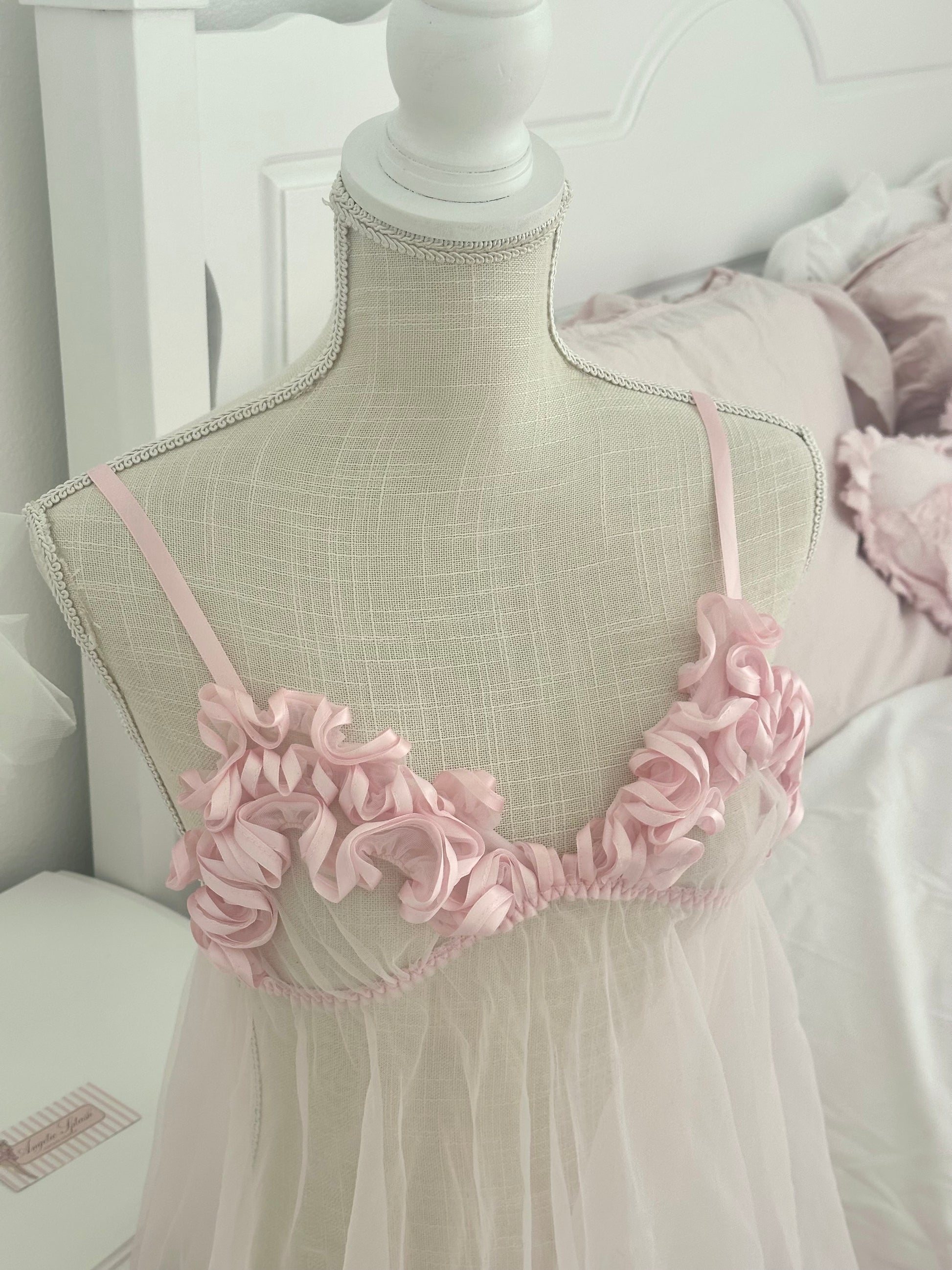 Vintage 1990s Frederick’s of Hollywood Pink Sheer Ruffle Babydoll Top Size: S