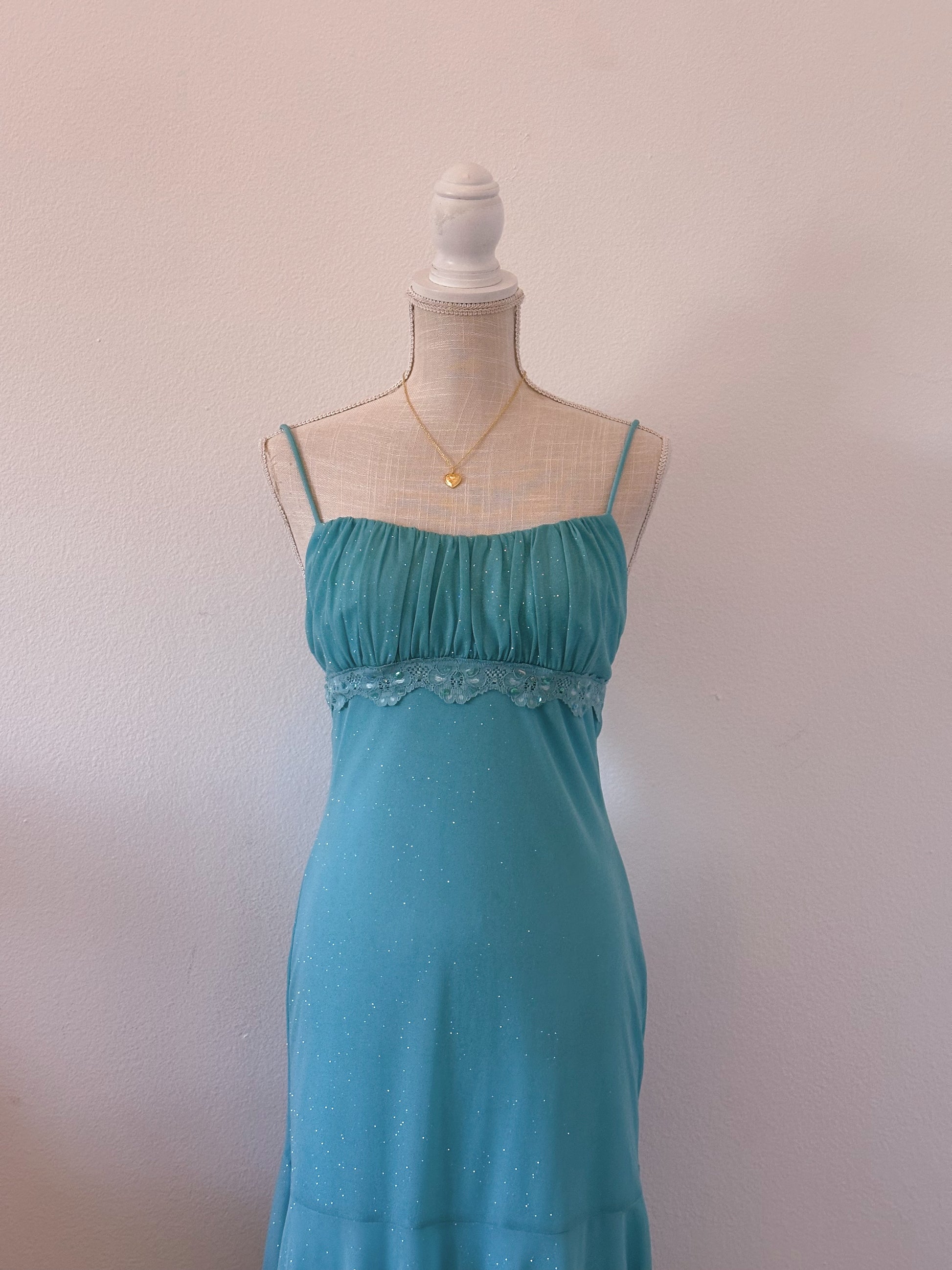 Vintage 1990s Taboo sparkly light blue formal midi dress size: M