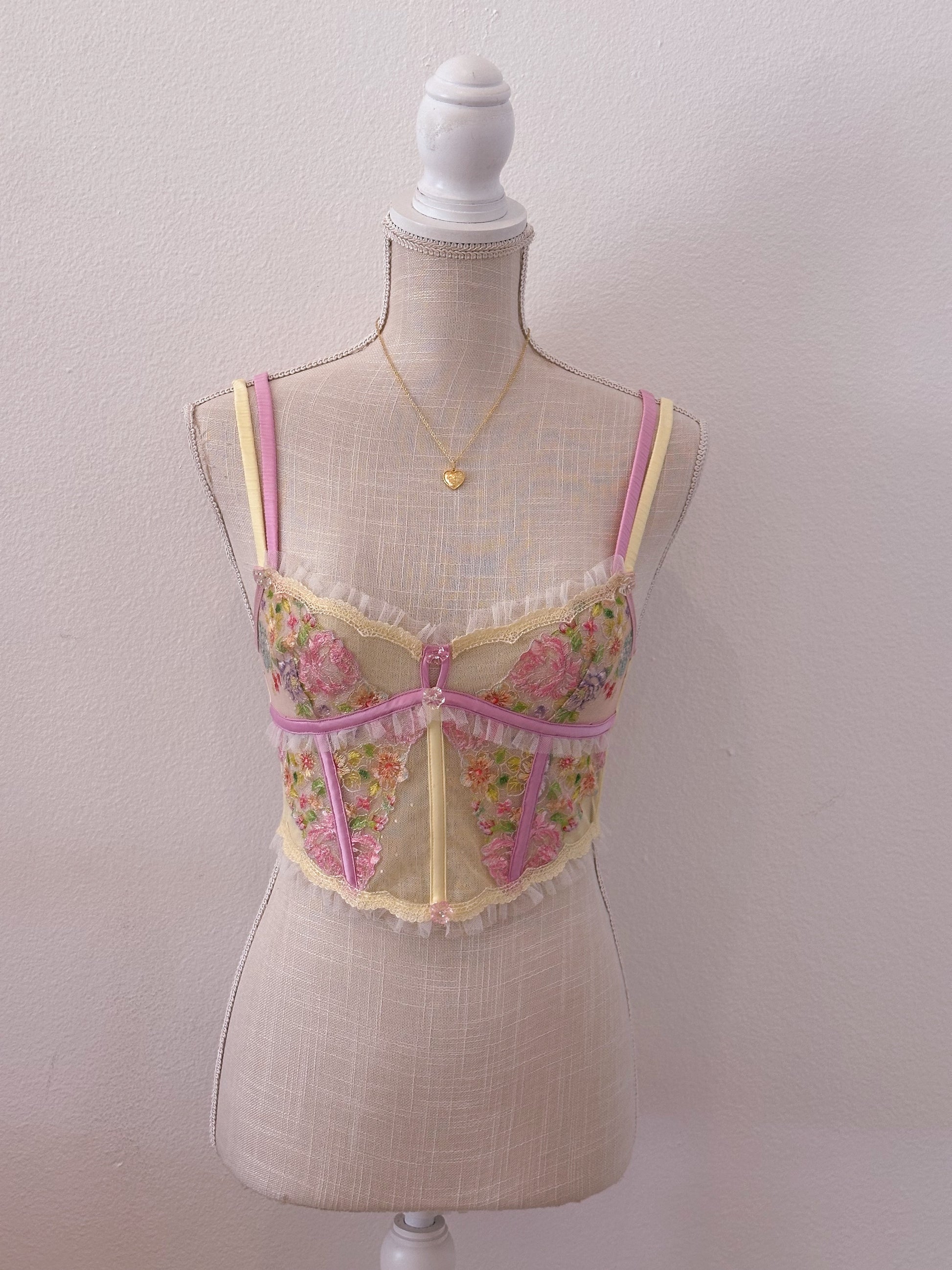 Nwts deadstock forloveandlemons yellow 2 piece corset and thong set Size: XS