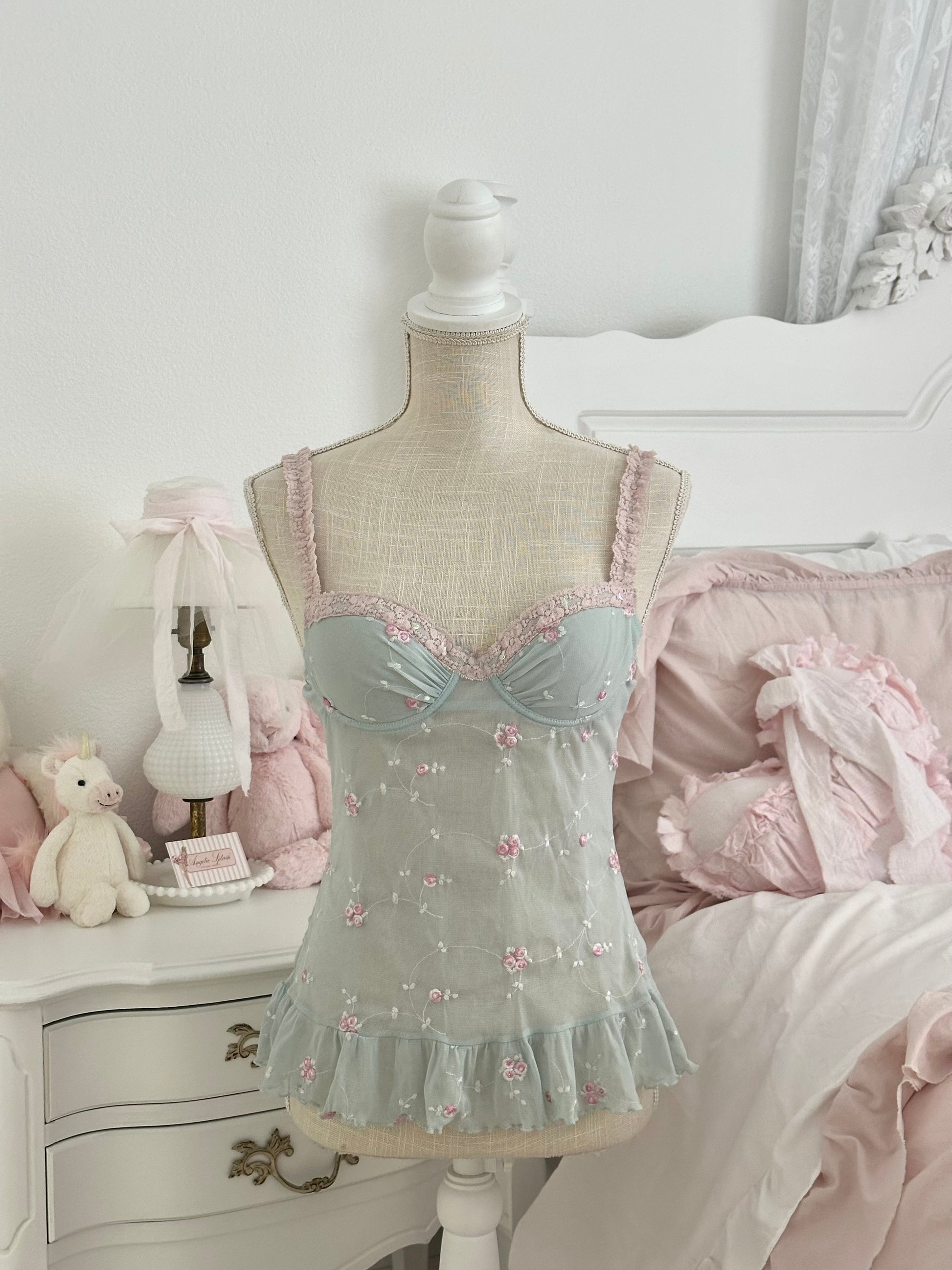 Vintage Victoria’s Secret Teal Blue Bustier Babydoll Top Size: 34B