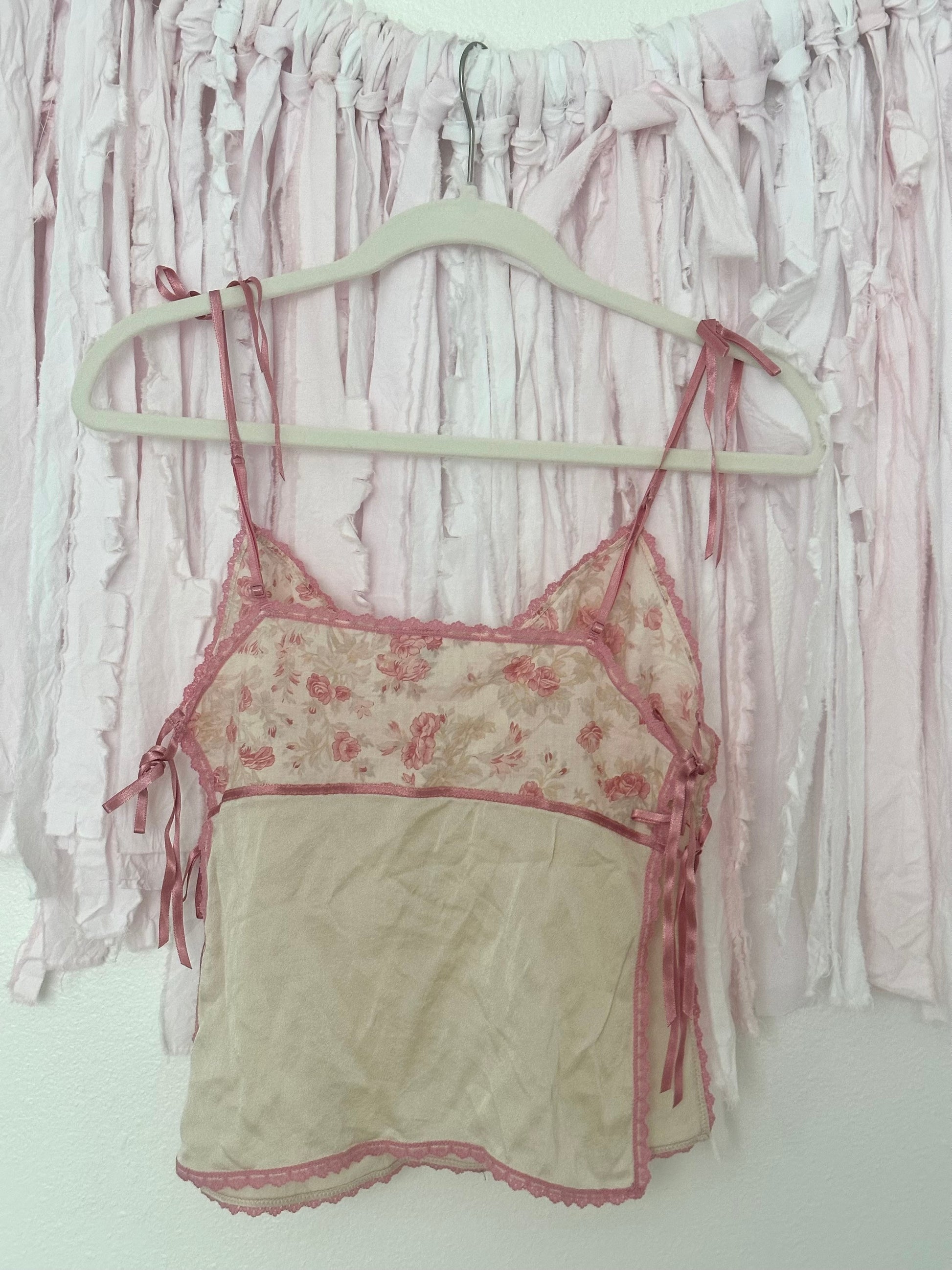 Vintage 2003 Victoria’s Secret Silk Floral Ribbon Cami Top Size: S