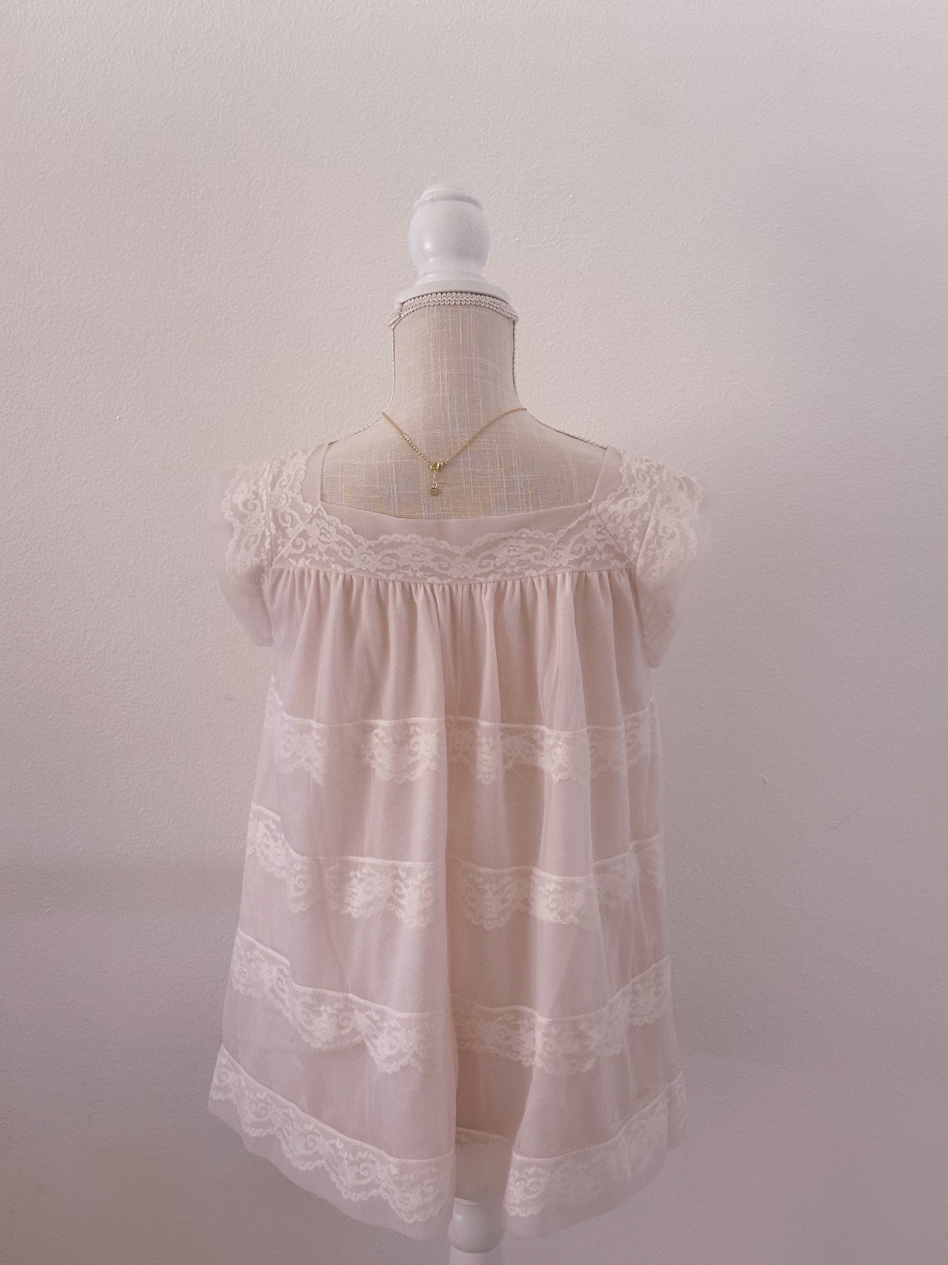 Vintage 1960s pink sheer babydoll top size: S