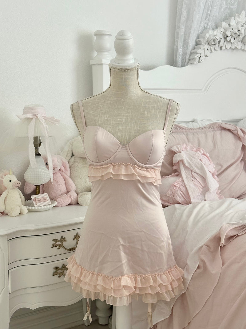 Vintage 2009 Victoria’s Secret Pink Satin Babydoll Slip Dress Size: 34C