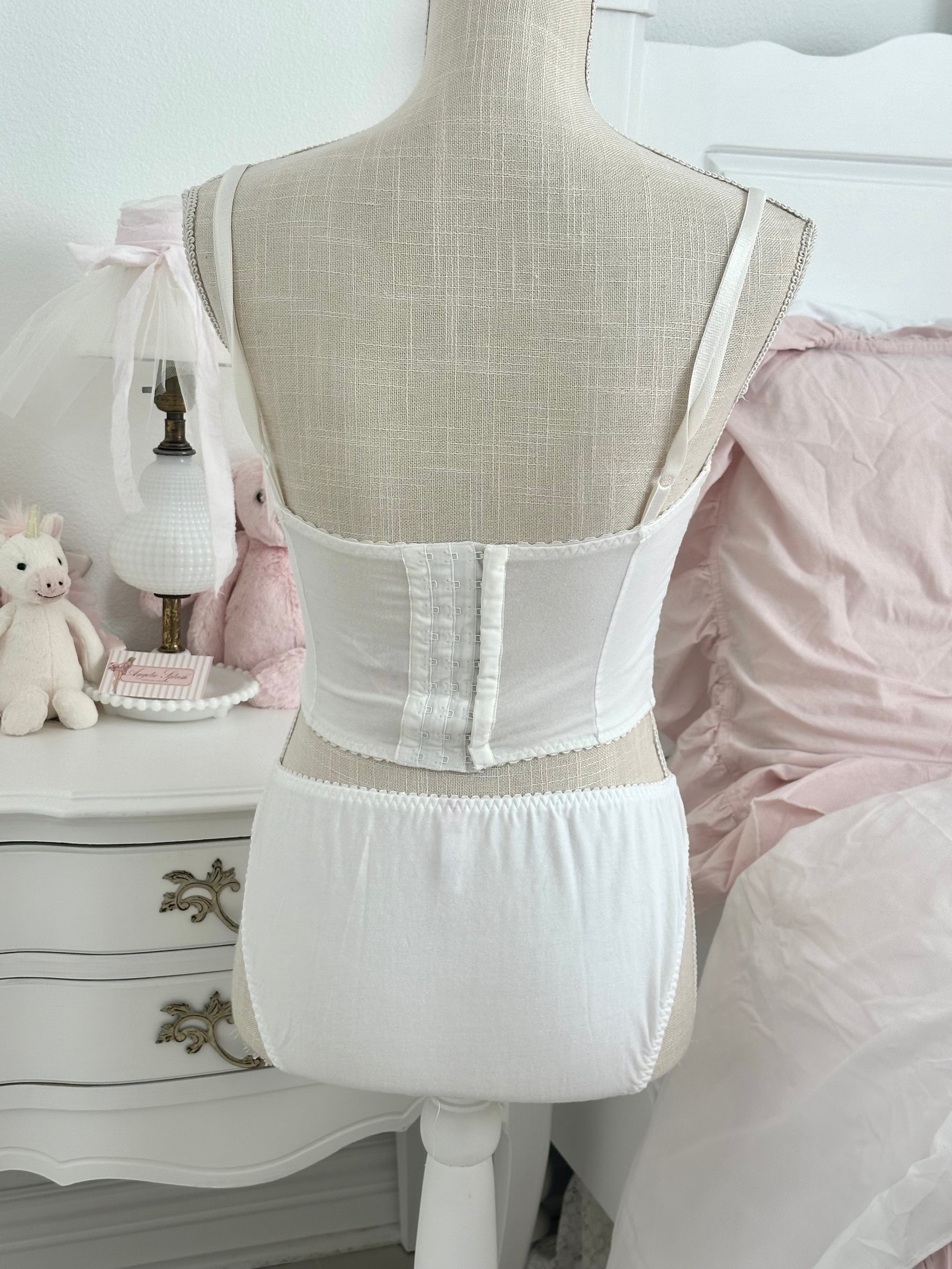 Vintage 1999 Victoria’s Secret White Floral 3-Piece Corset Set