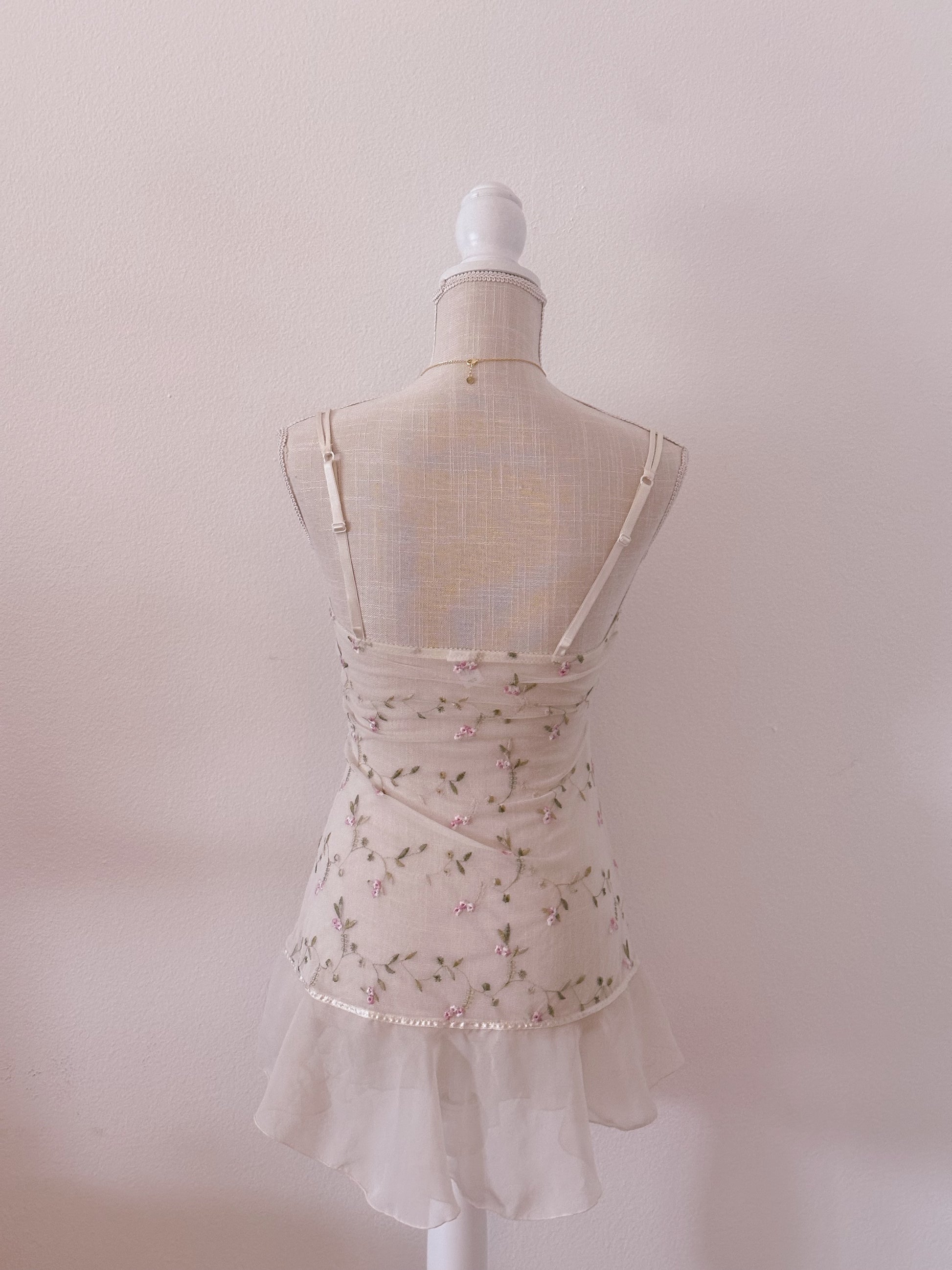 Vintage cream/white floral babydoll slip dress