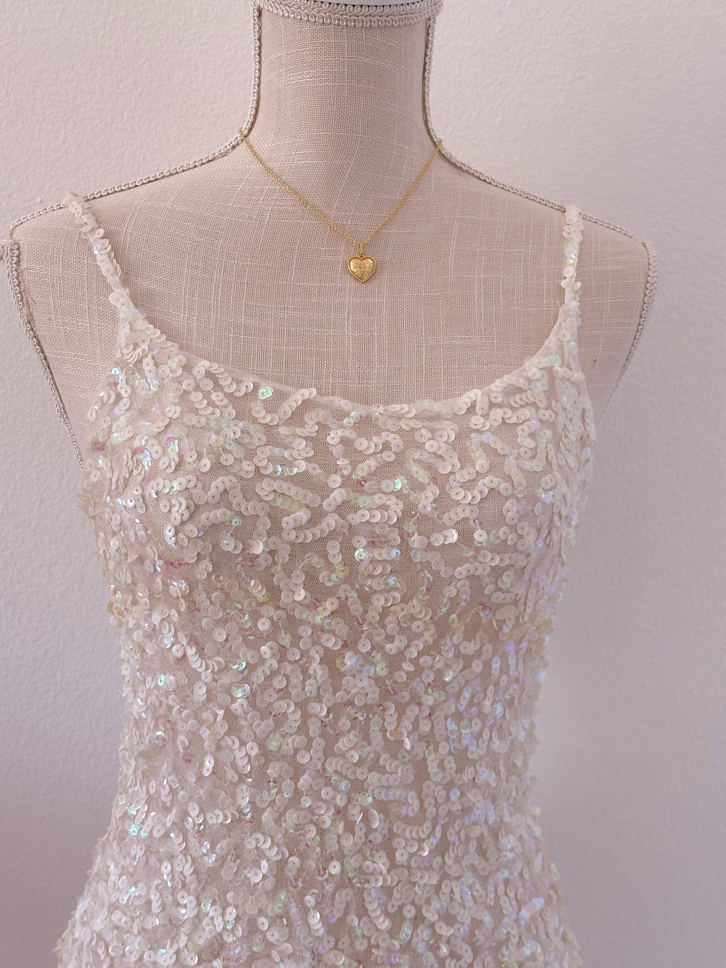 Vintage white sequin cami top