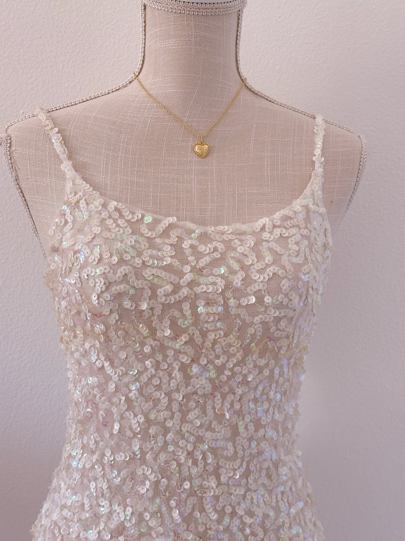 Vintage white sequin cami top