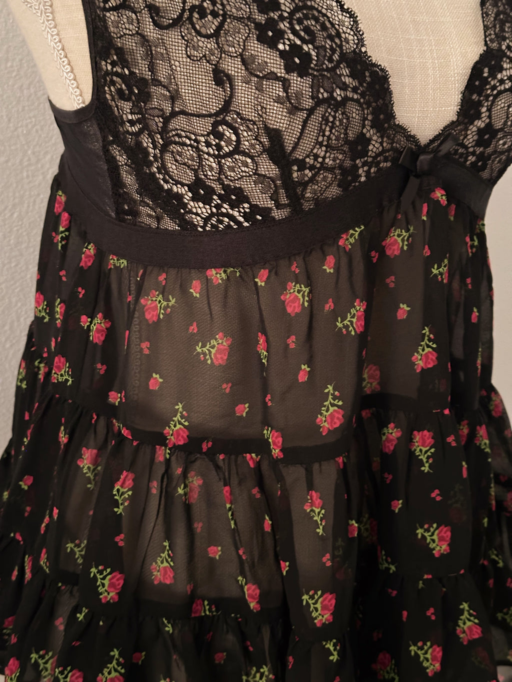 Victoria's Secret black floral sheer cami top from 2006