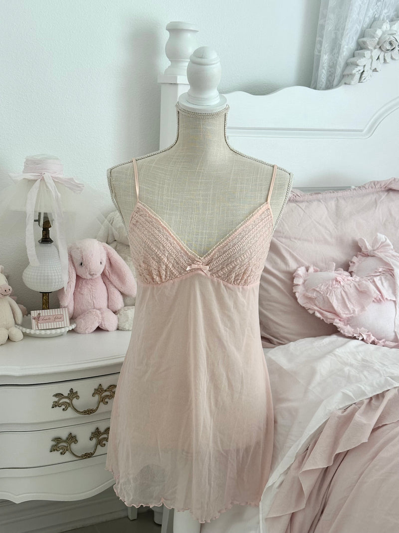 Vintage 2004 Victoria’s Secret Pink Sheer Babydoll Slip Dress Size: L