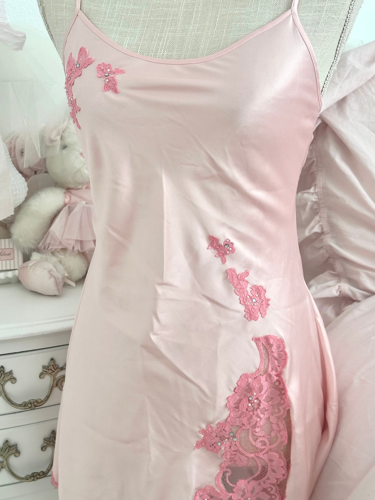 Vintage 2004 Victoria’s Secret Satin Lace Babydoll Slip Dress Size: S