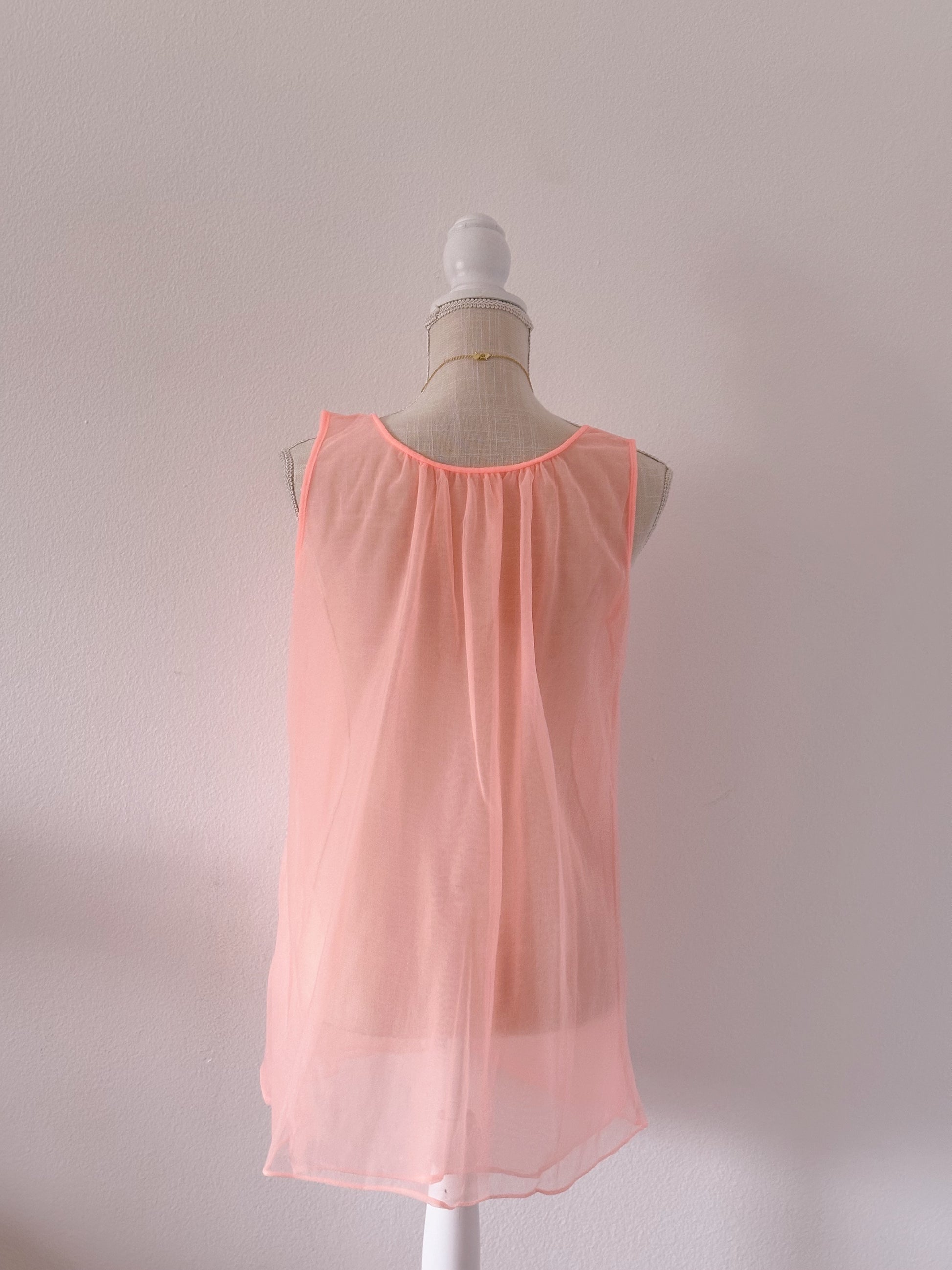 1950's peignoir peach robe and slip dress set