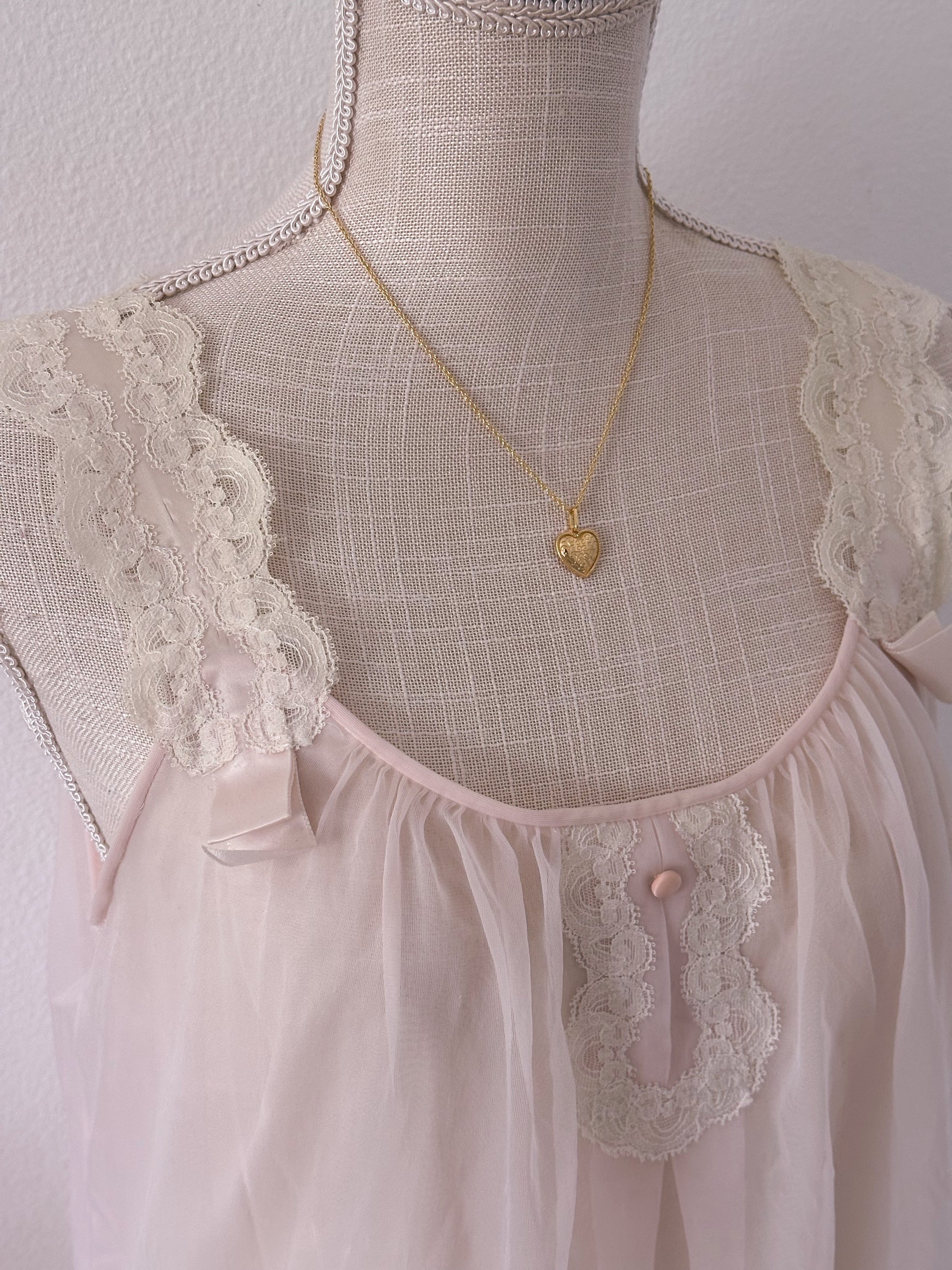 Vintage 1960s pink nylon nightgown Size: S