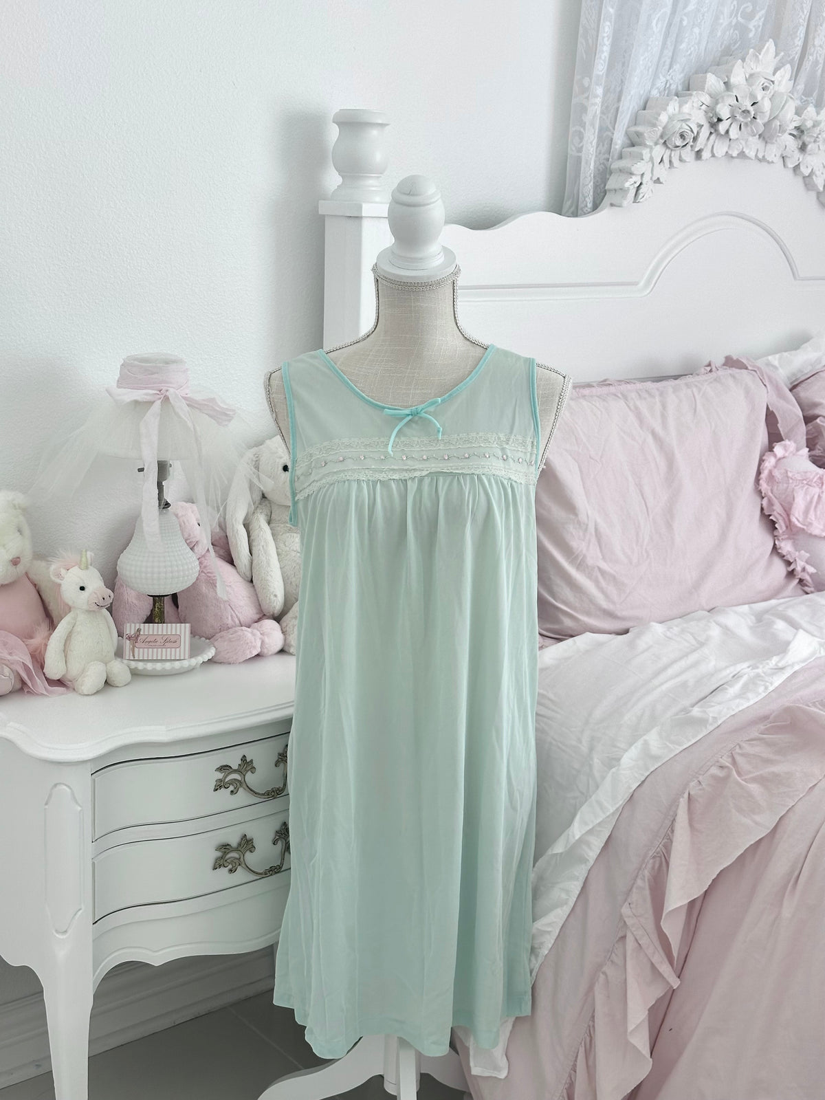 Vintage 1950s Stonewear Teal Sheer Babydoll Slip Dress Size: M