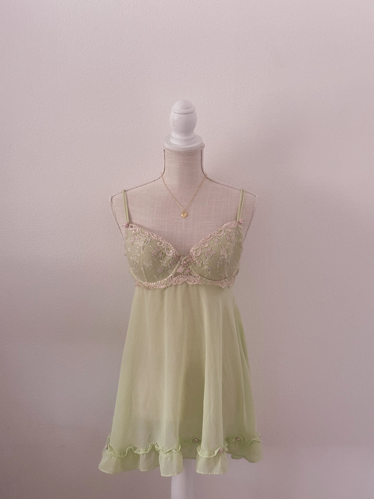 Vintage Delicates green enchanted fairy babydoll slip dress size: M