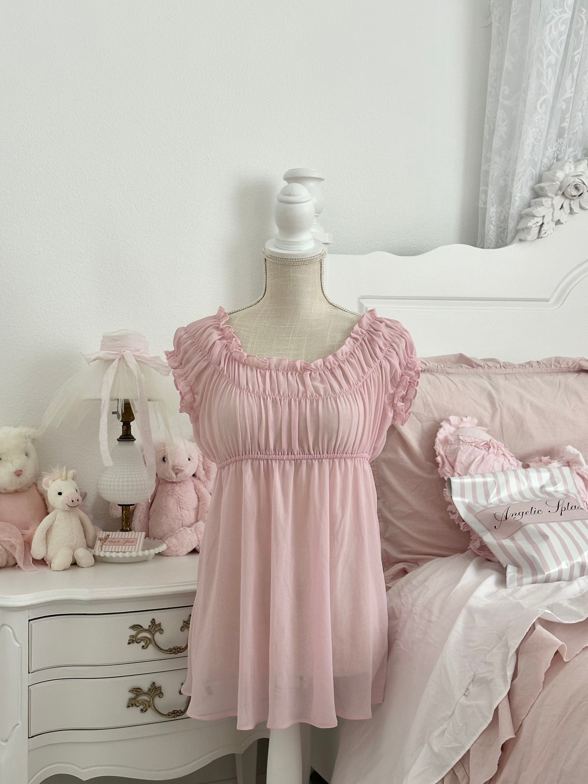 Vintage 2002 Victoria’s Secret Pink Sheer Ruffle Babydoll Top Size: S