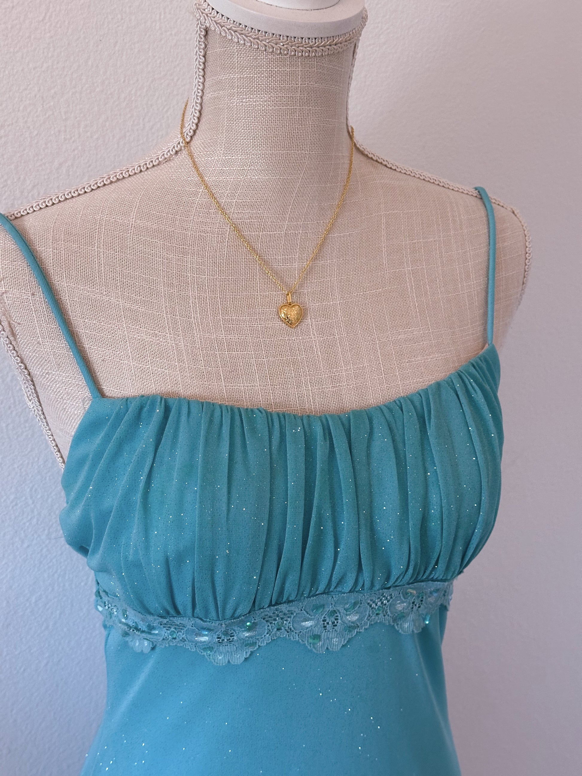 Vintage 1990s Taboo sparkly light blue formal midi dress size: M