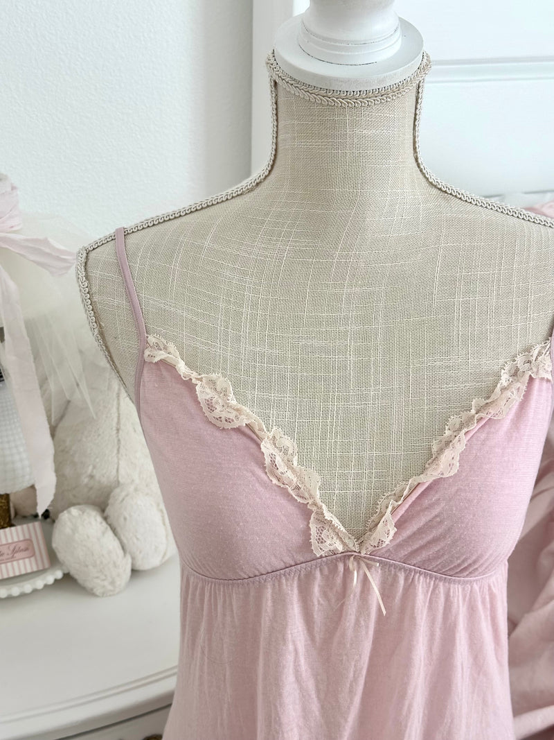 Vintage Victoria’s Secret Luxury Blend Pink Lace Babydoll Size: L