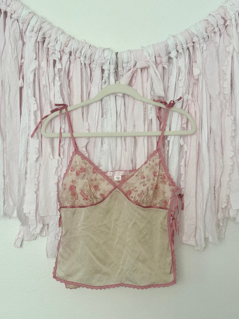 Vintage 2003 Victoria’s Secret Silk Floral Ribbon Cami Top Size: S