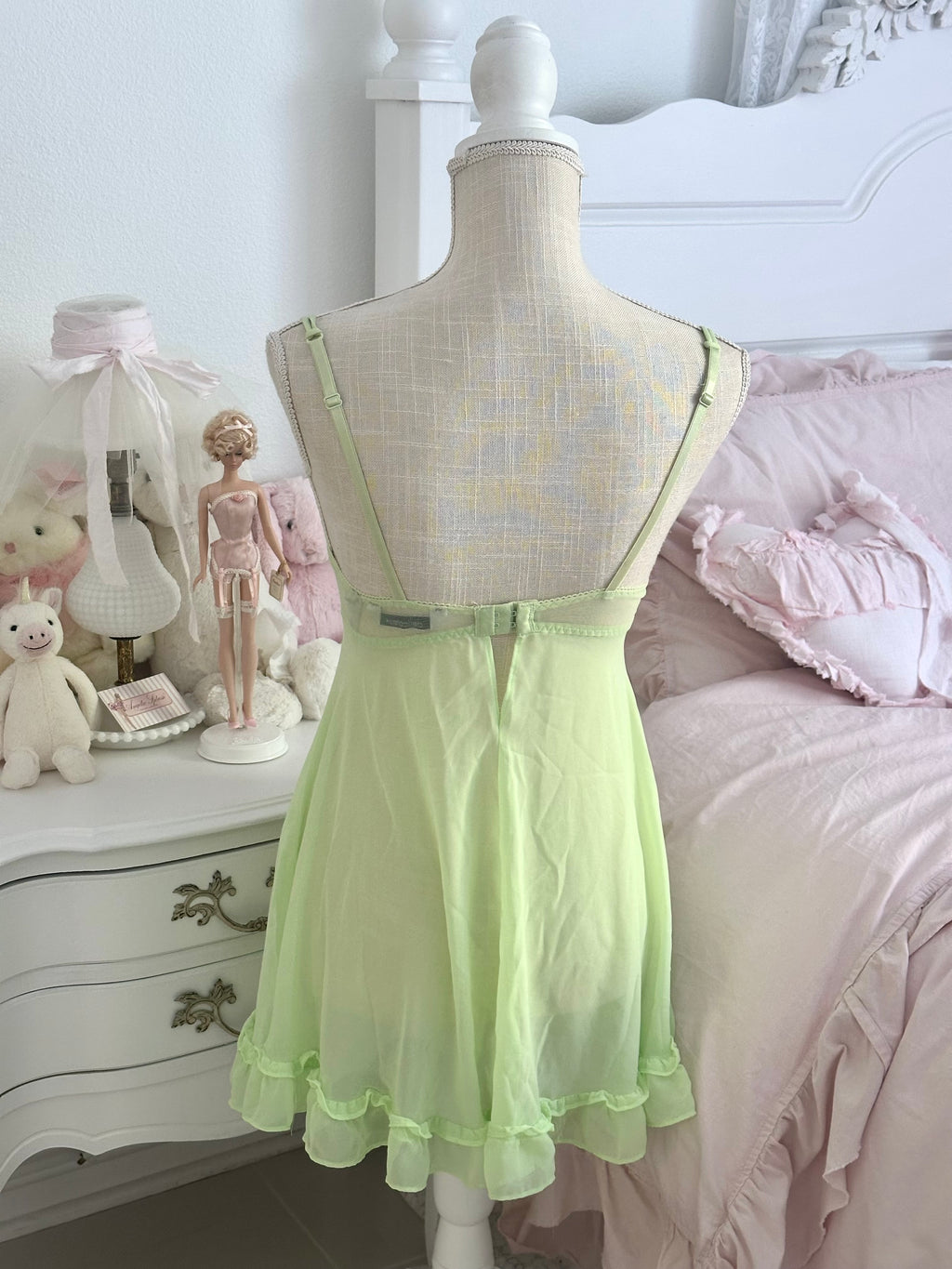 Vintage Delicates Green Fairy Babydoll Slip Dress Size: S
